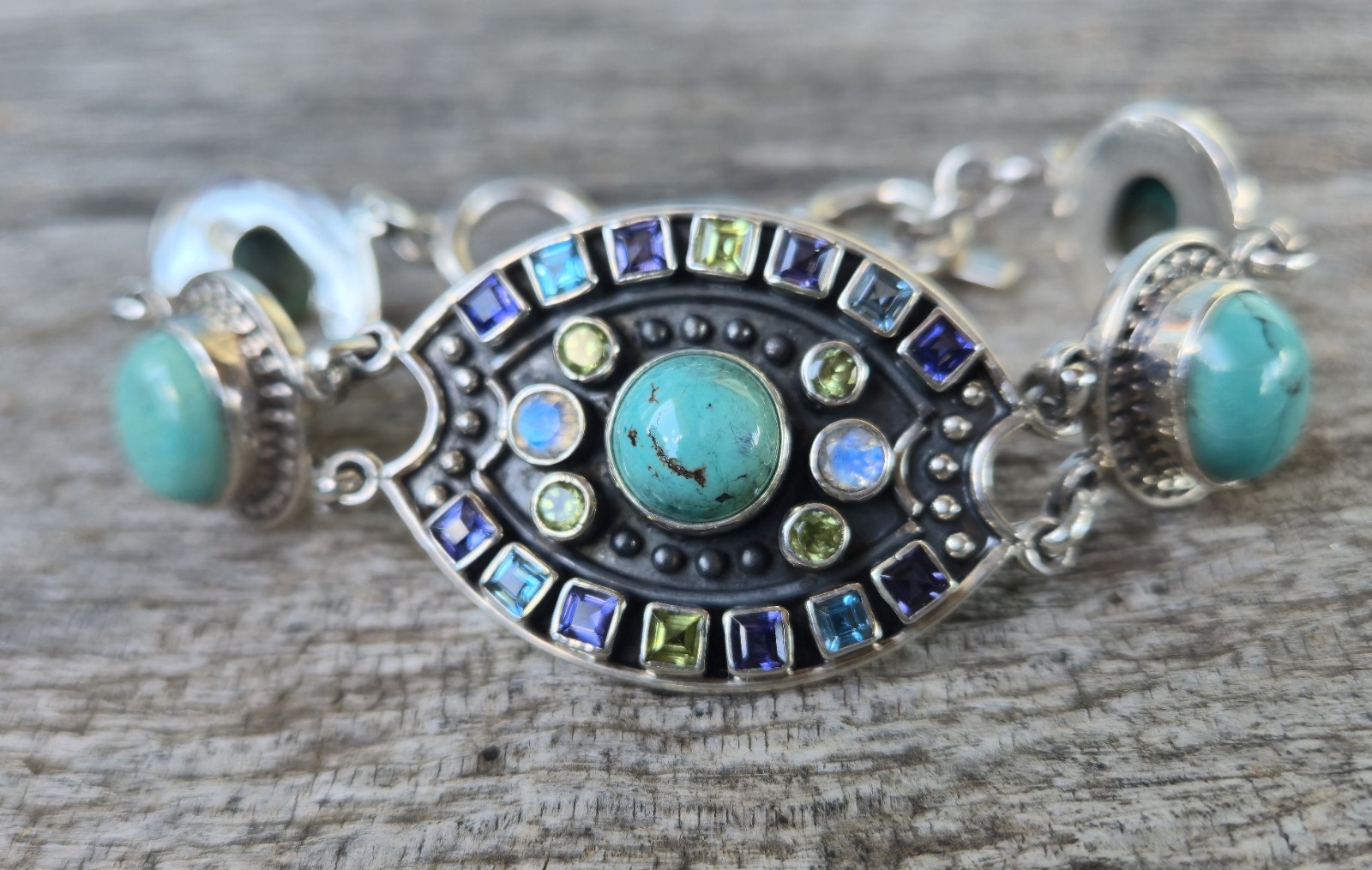 Nicky Butler LIMITED EDITION RAJ COLLECTION 925 Sterling Silver Bracelet 7.75″🩵
