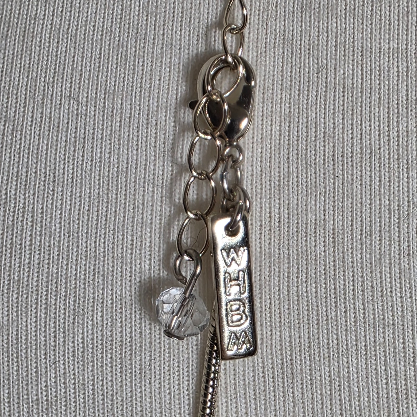 White House Black Market Lariat Necklace Silver-Tone with Faceted White Stones