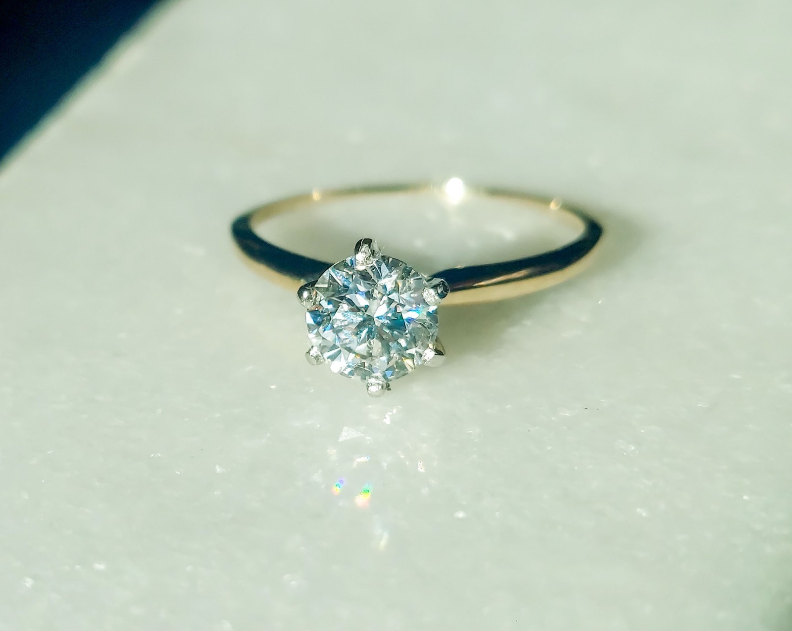 Estate ring 14K Gold Vintage Ring, Size 8 1.03 carat certified diamond.