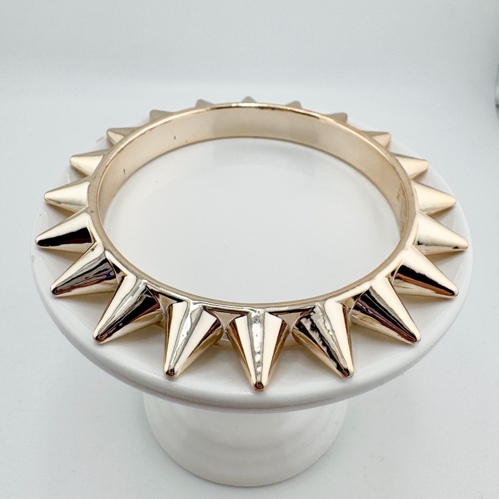 Vintage Plastic Gold Tone Spiked Bangle Bracelet Punk Rock Gothic Edgy Statement