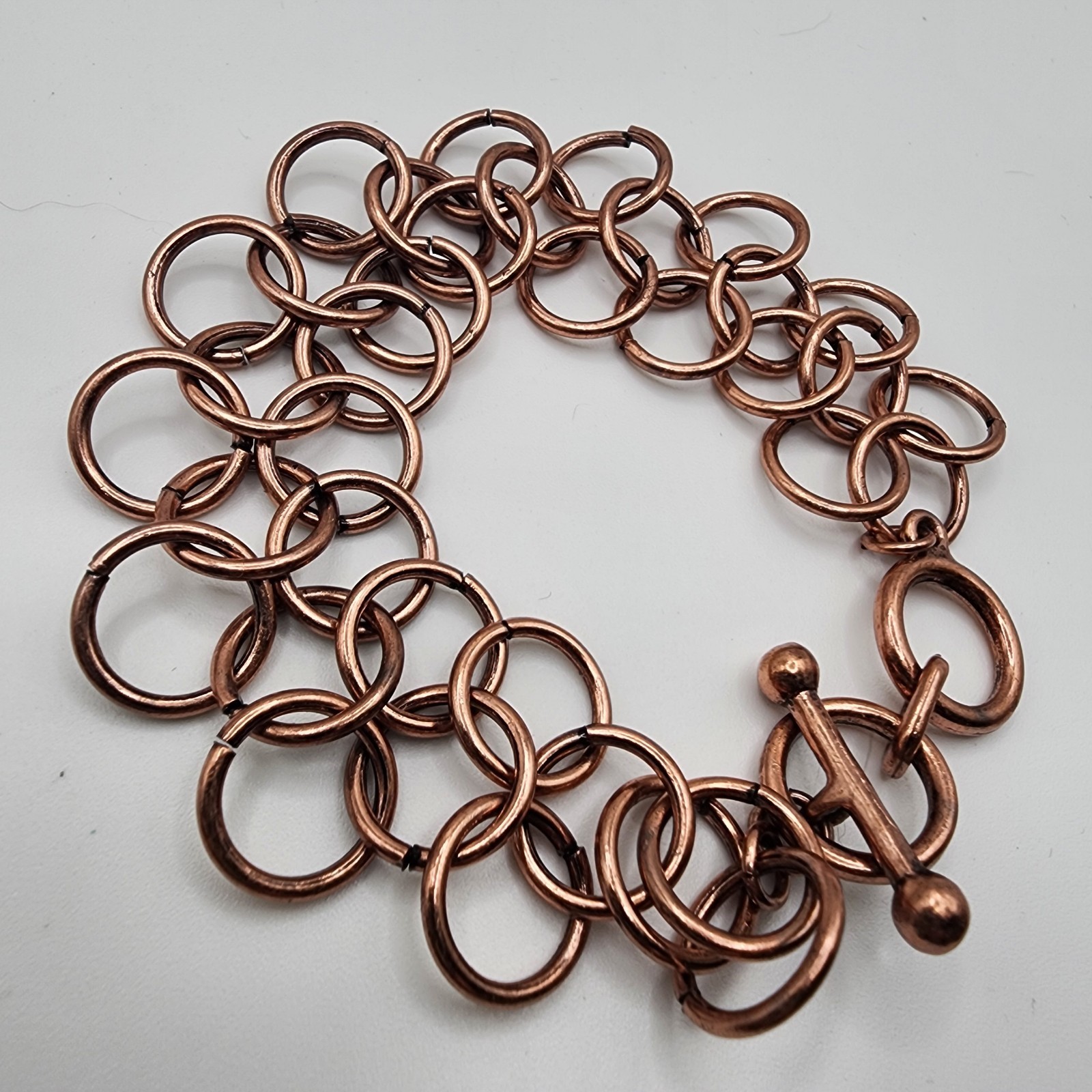Set Of 3 Vintage Interlocking Circles Gold Copper Tone Necklace/Bracelet/Earring