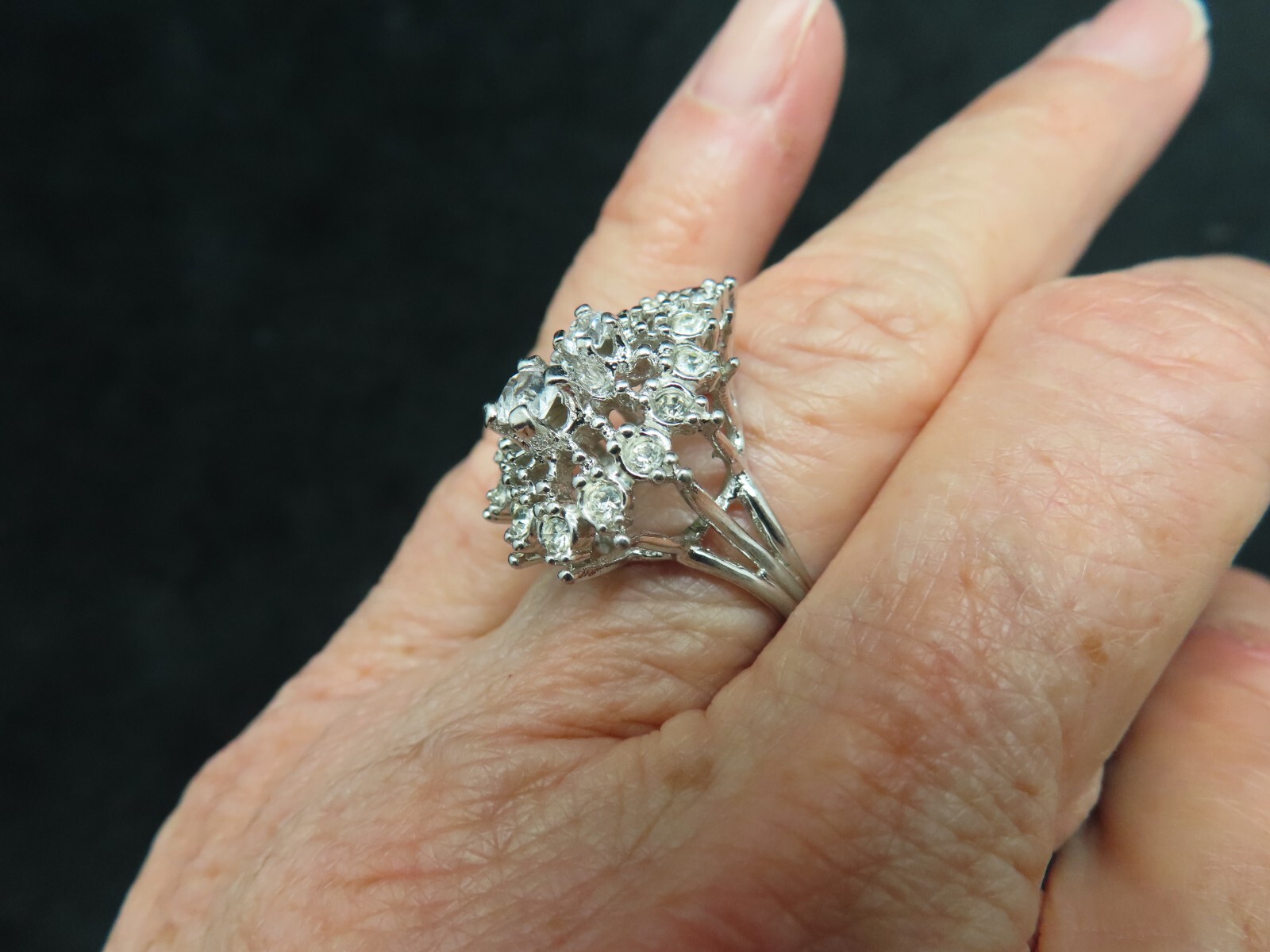 Vtg 1960’s 18kt Heavy Gold Electroplate CIRCLE A Hallmark Cocktail Ring SZ 6.5