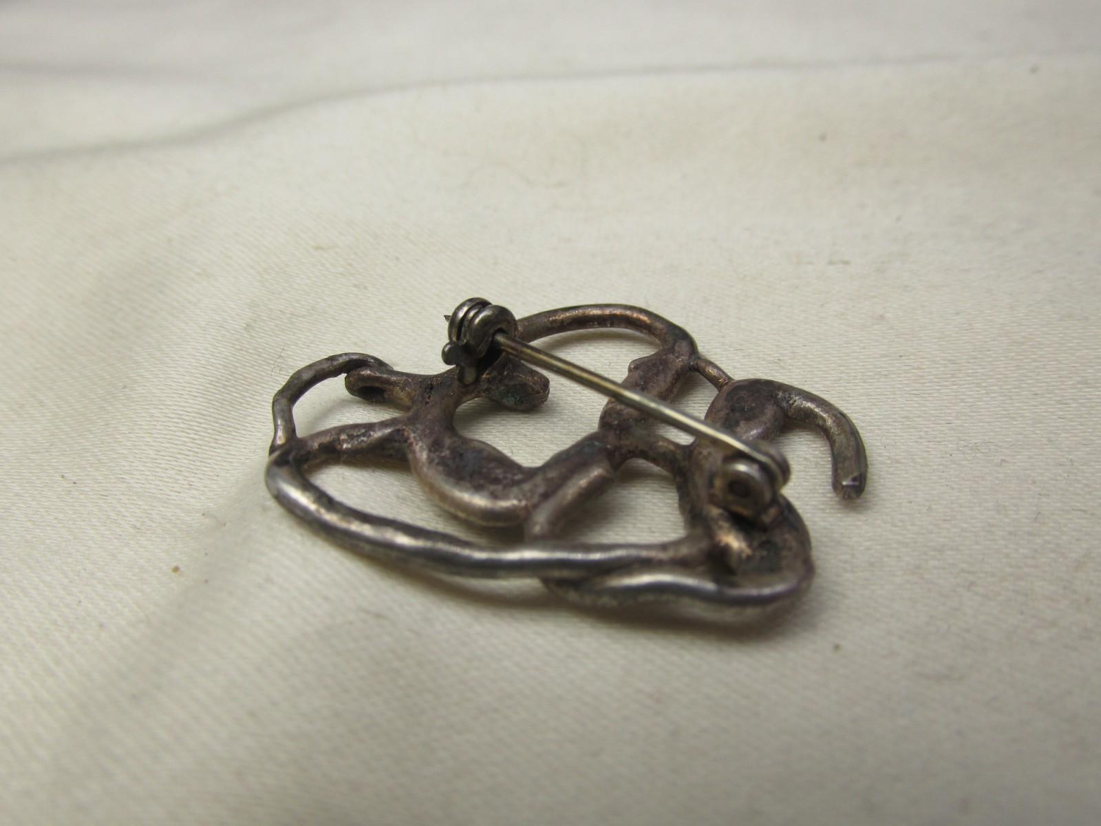 Vintage Sterling Silver Brutalist Swirl Pattern Brooch 1 1/8 x 7/8″ #636