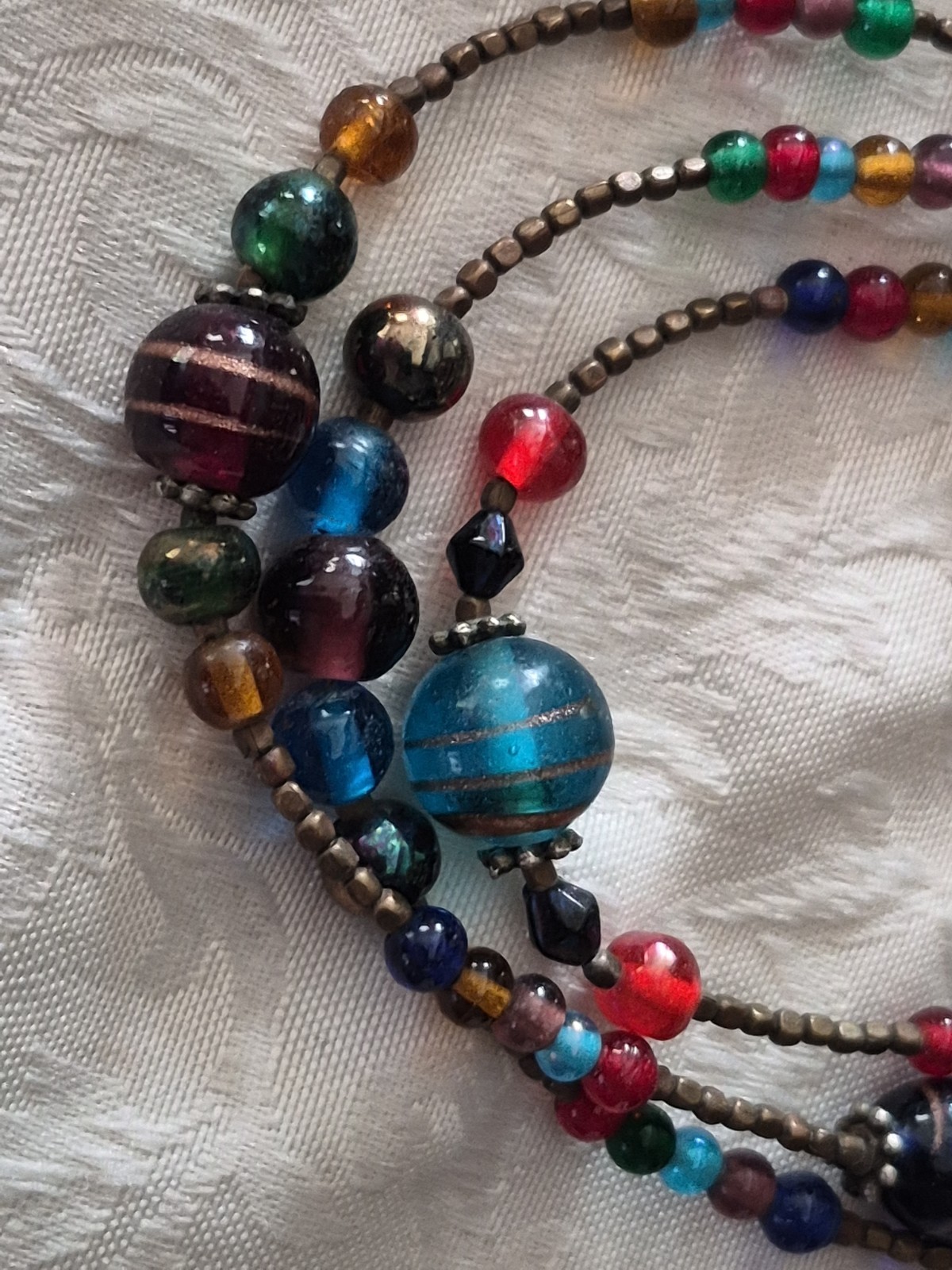 Vintage Crystal Glass Stone Bead Jewelry Lot Abalone Millefiori Necklace Earring
