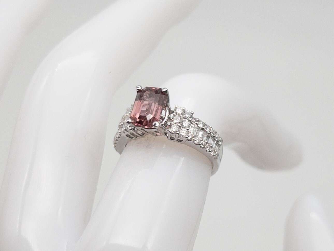 $7K 3ct NO HEAT Certified Purple Pink Sapphire Diamond 18k White Gold Ring