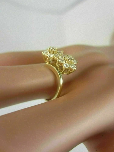 2Ct Round Cut Lab Created Diamond 14K Yellow Gold FN Cluster Engagement Ring