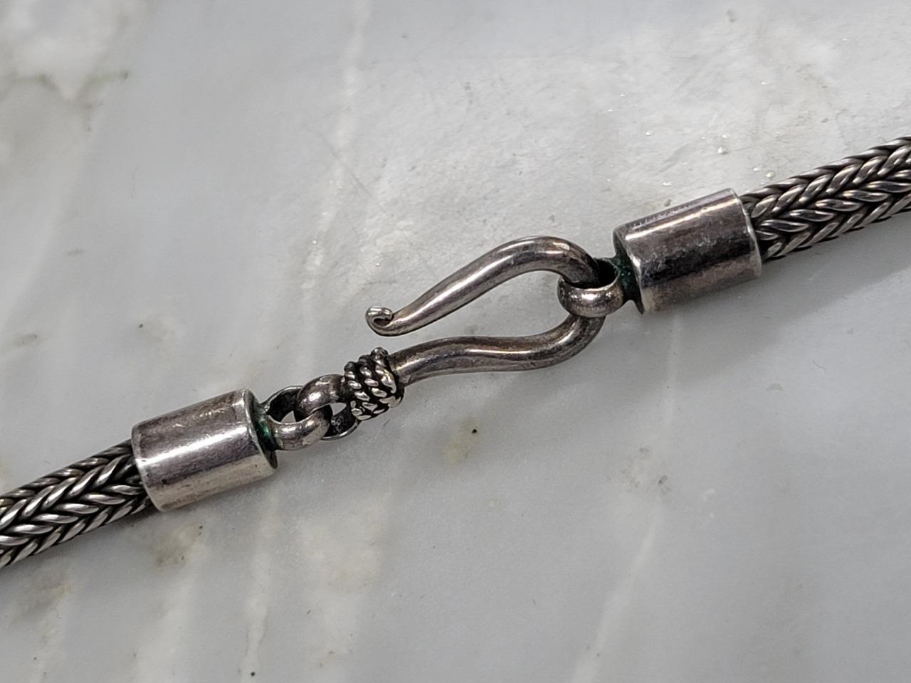 Sterling Silver Slider Pendant Wheat / Spiga Chain Necklace 47.3g ~ 15-C897