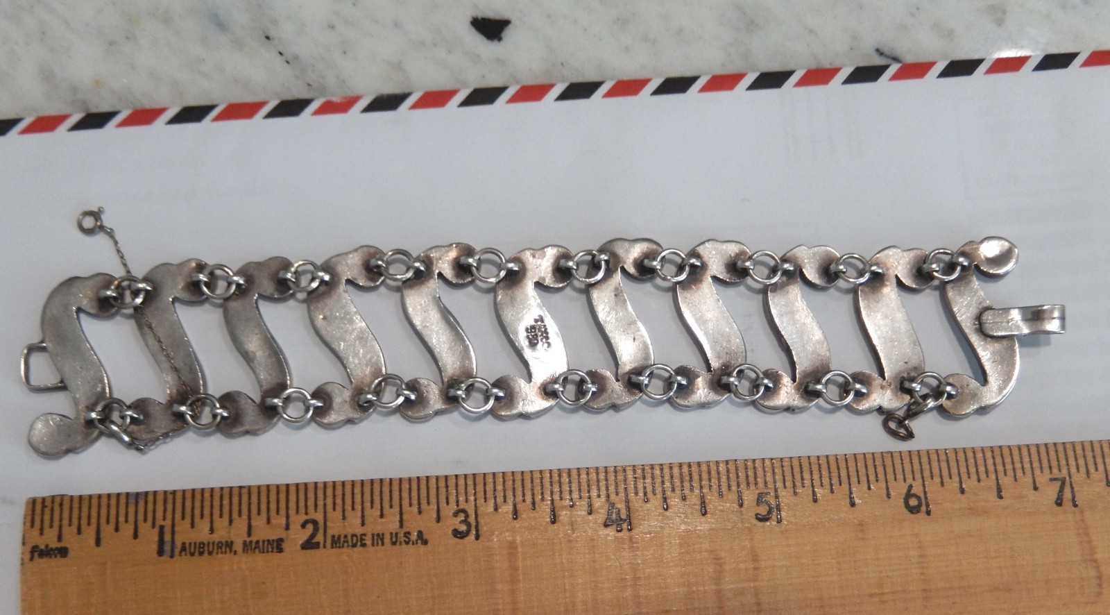 Deco Taxco 980 Silver Bracelet w/ Abalone 98% Silver