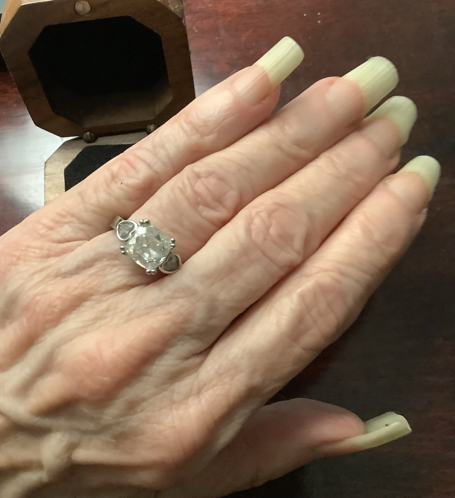 Vintage Cushion Cut Asscher Heart Shape CZ Ring 925 Sterling Silver Size 6.5