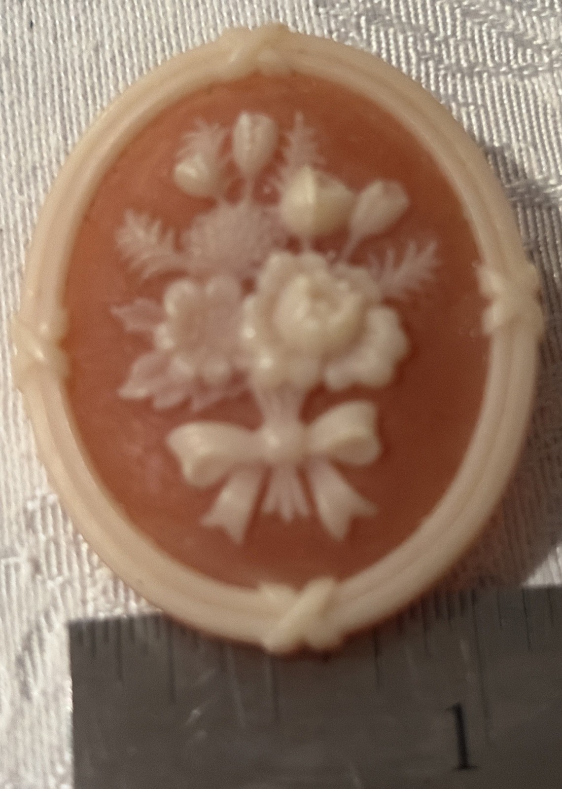 Vintage Avon Floral Resin Cameo Brooch Oval Bouquet Design 1980s