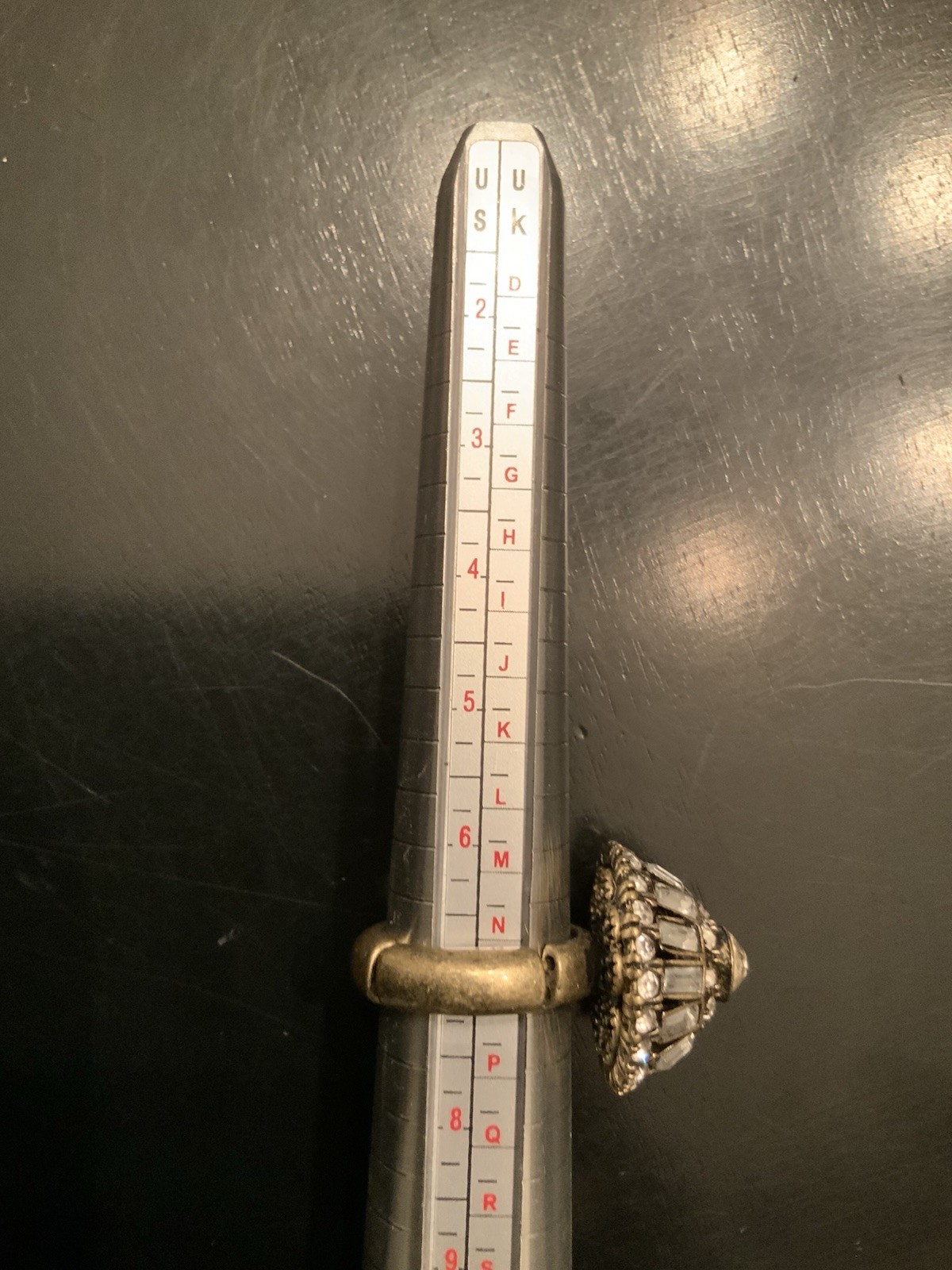Gold Tone Rhinestone Dome Ring Stretch Tubular Band Fits Various Sizes Boho