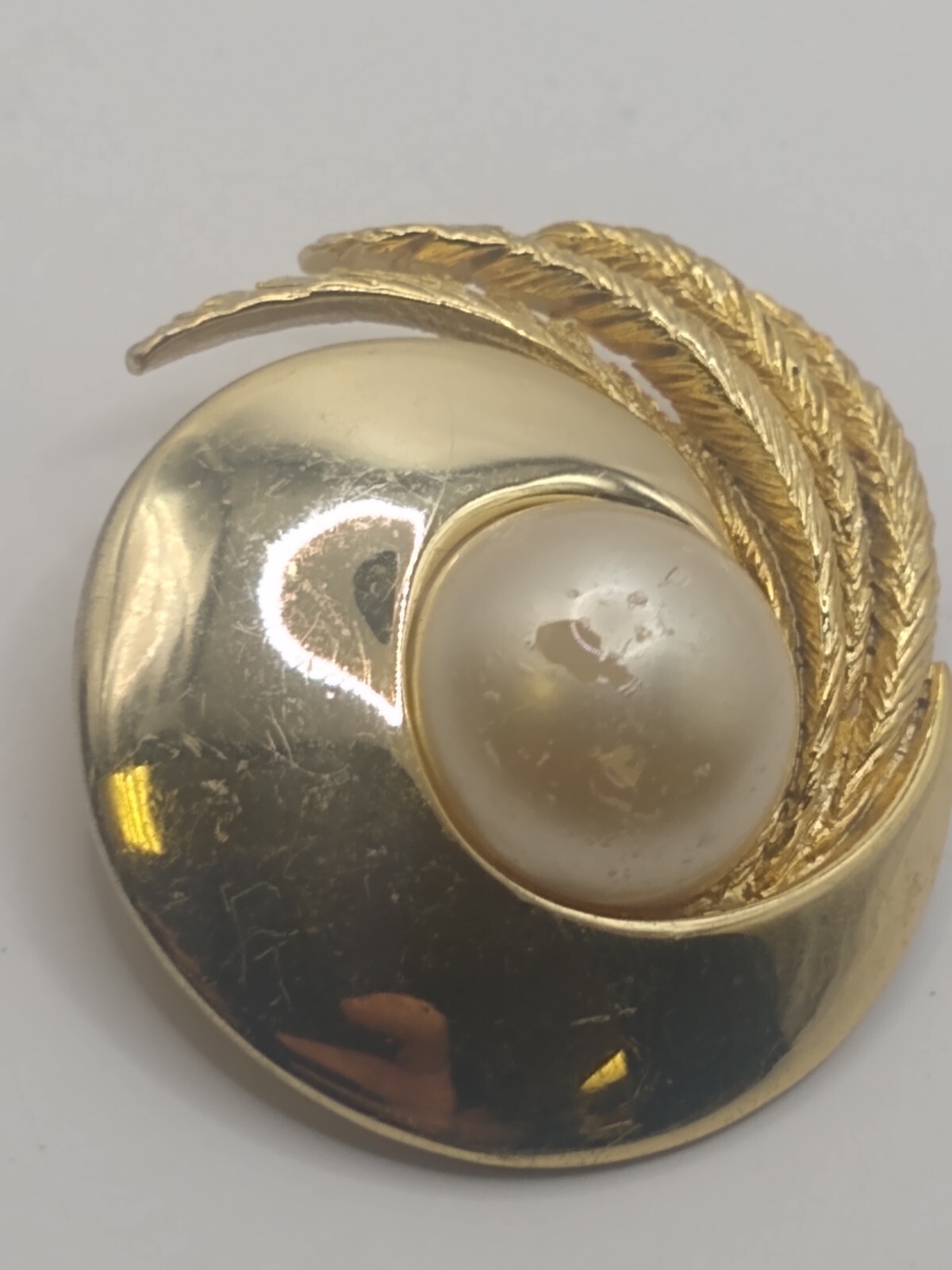 Vintage Orena Paris Signed brooch pin Faux pearl is flawed