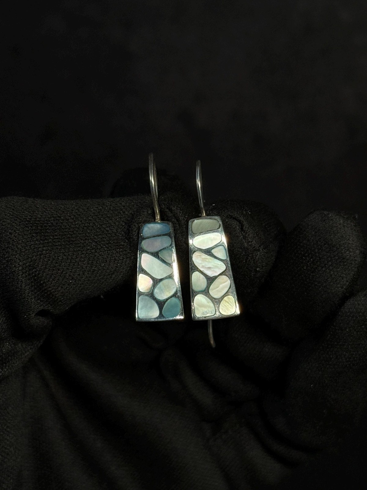 Sterling Silver Mother of Pearl Shell Drop Earrings
