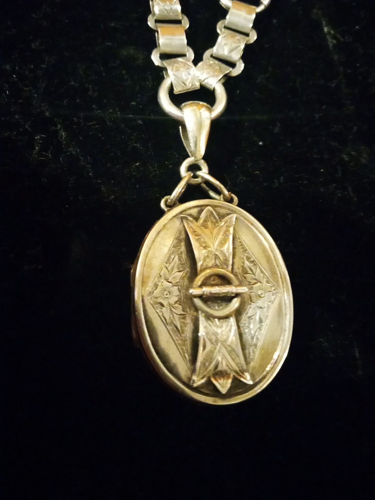 Antique Victorian LOCKET Book Chain Necklace Sterling Silver 39.3 Grams
