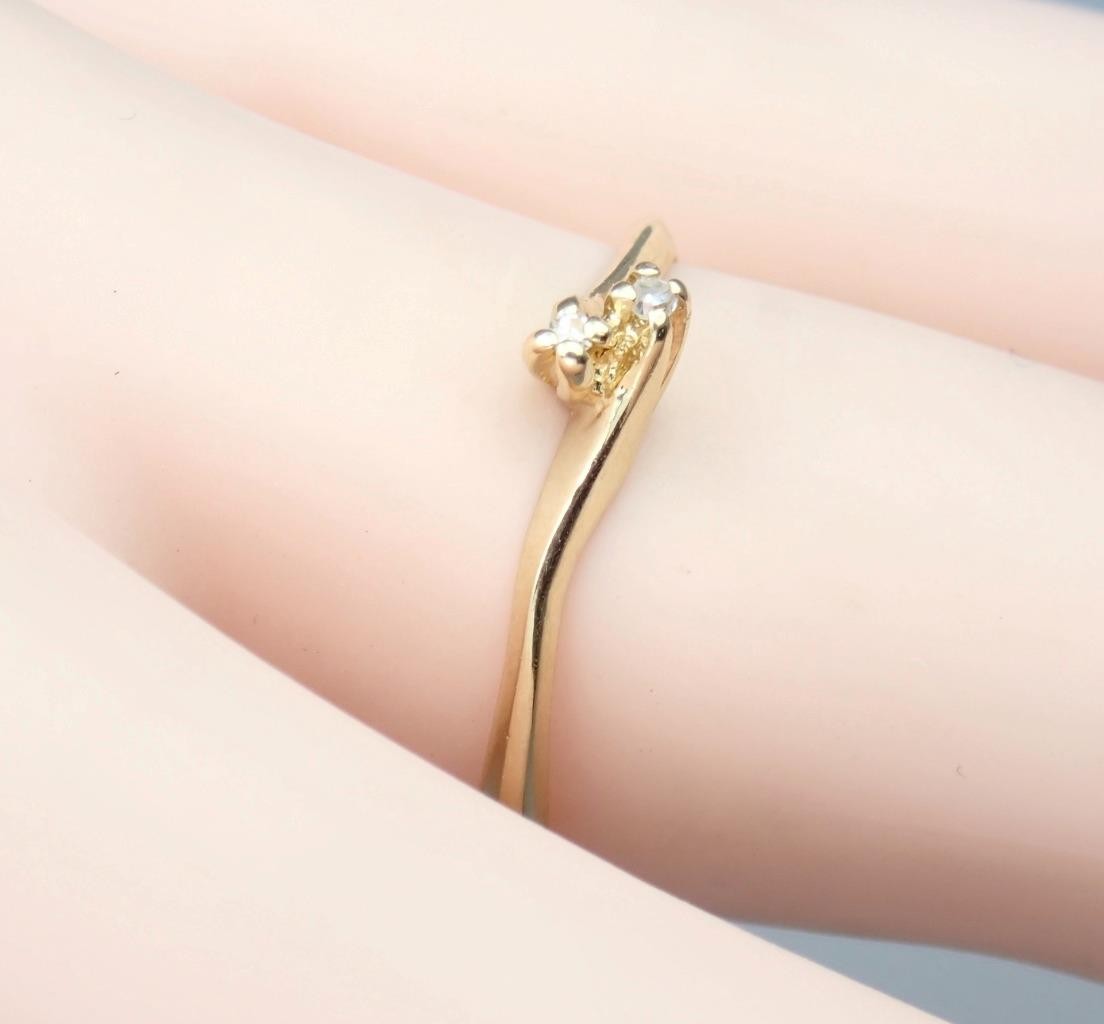 Dainty Vintage Estate Solid 14K Gold SAMUEL AARON Diamond Toi Et Moi Ring NY 6.5