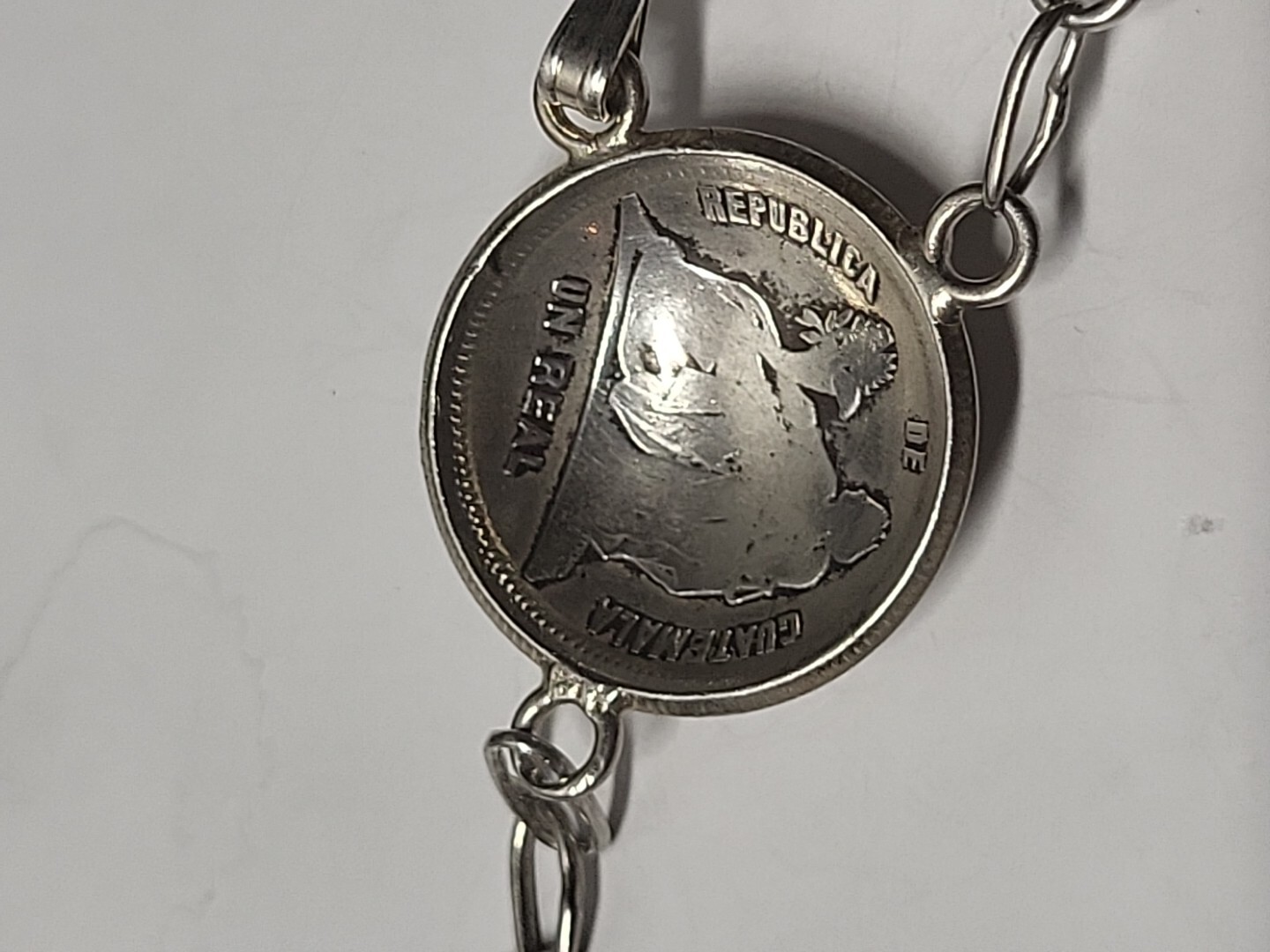Antique Sterling Silver Coin Bracelet Republic De Guatemala 1833 1890 Coins