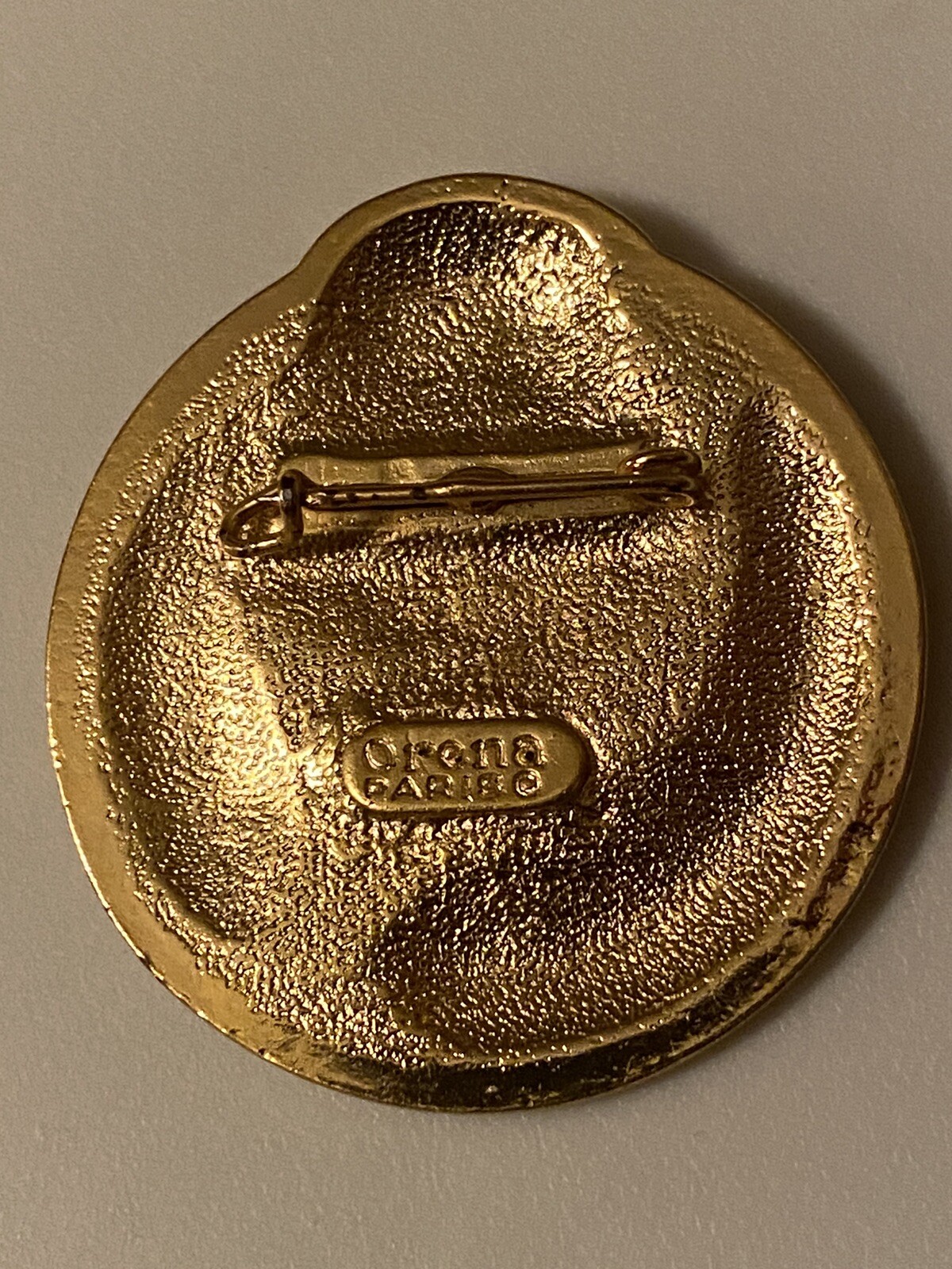 Vtg Signed Orena PARIS Retro Enameled Art Deco French Woman Gold Tone Brooch Pin