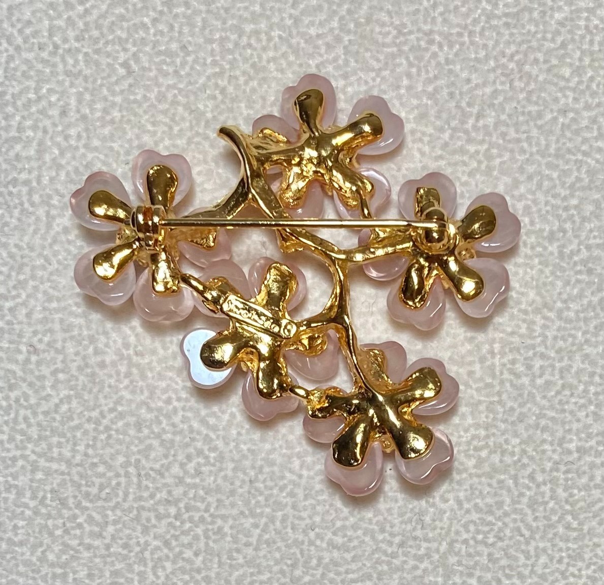 AUTHENTIC SWOBODA FLOWER BROOCH ~ HEART SHAPED ROSE QUARTZ, GARNET ~STUNNING!
