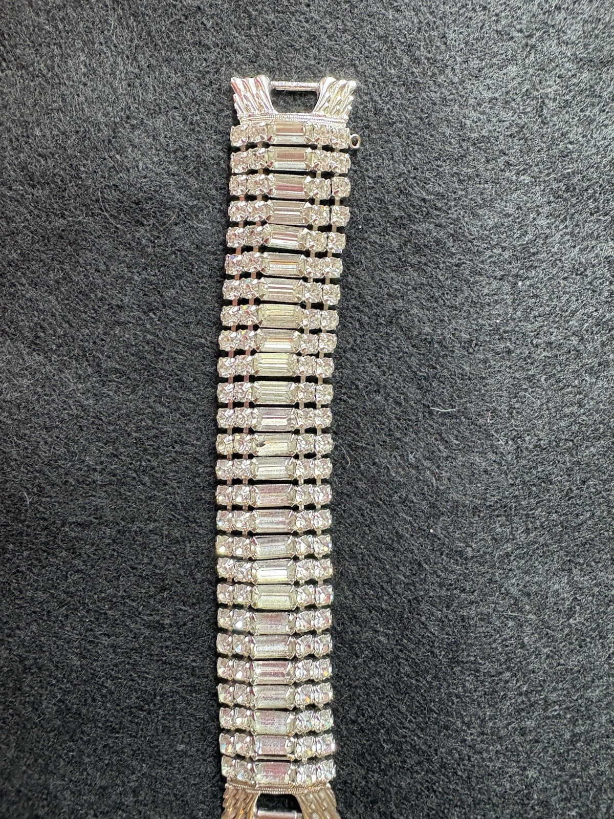 Vintage Wide Clear Rhinestone Bracelet Statement