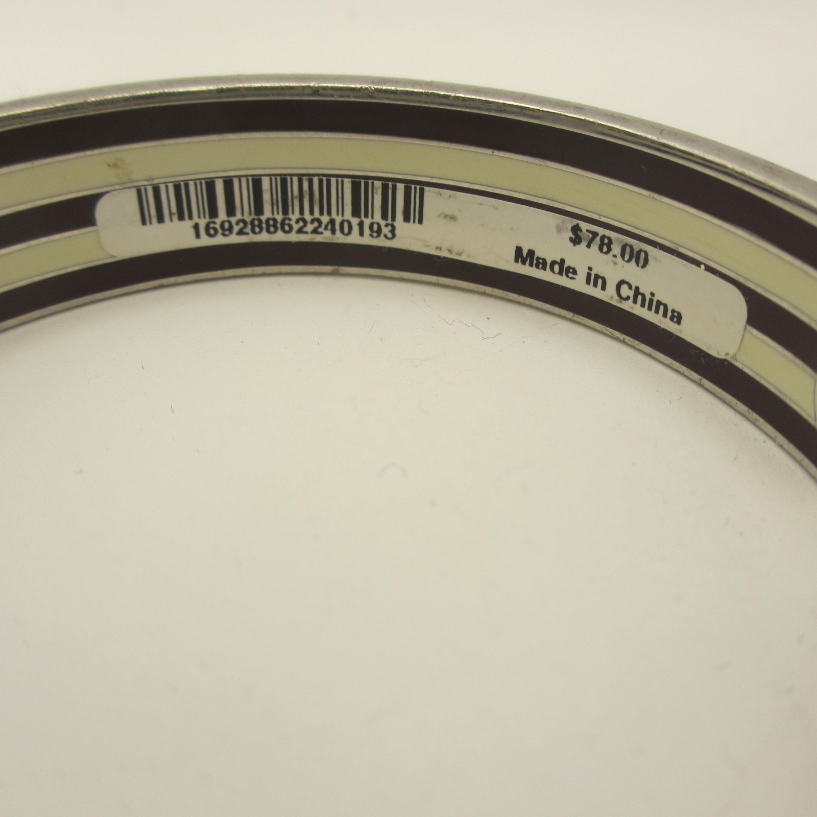 Vintage Henri Bendel Bracelet Enamel Hinged Bangle White