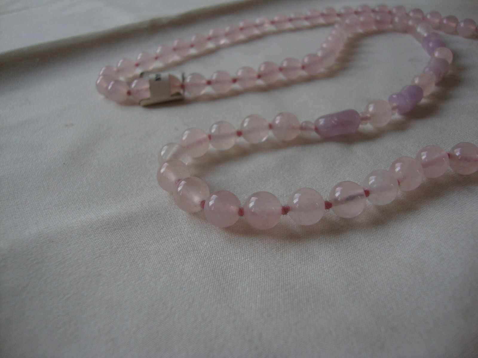 VINTAGE BEAD MEDLEY AMETHYST TUBE 4mm 8mm ROSE QUARTZ 29″ ENDLESS BEAD NECKLACE