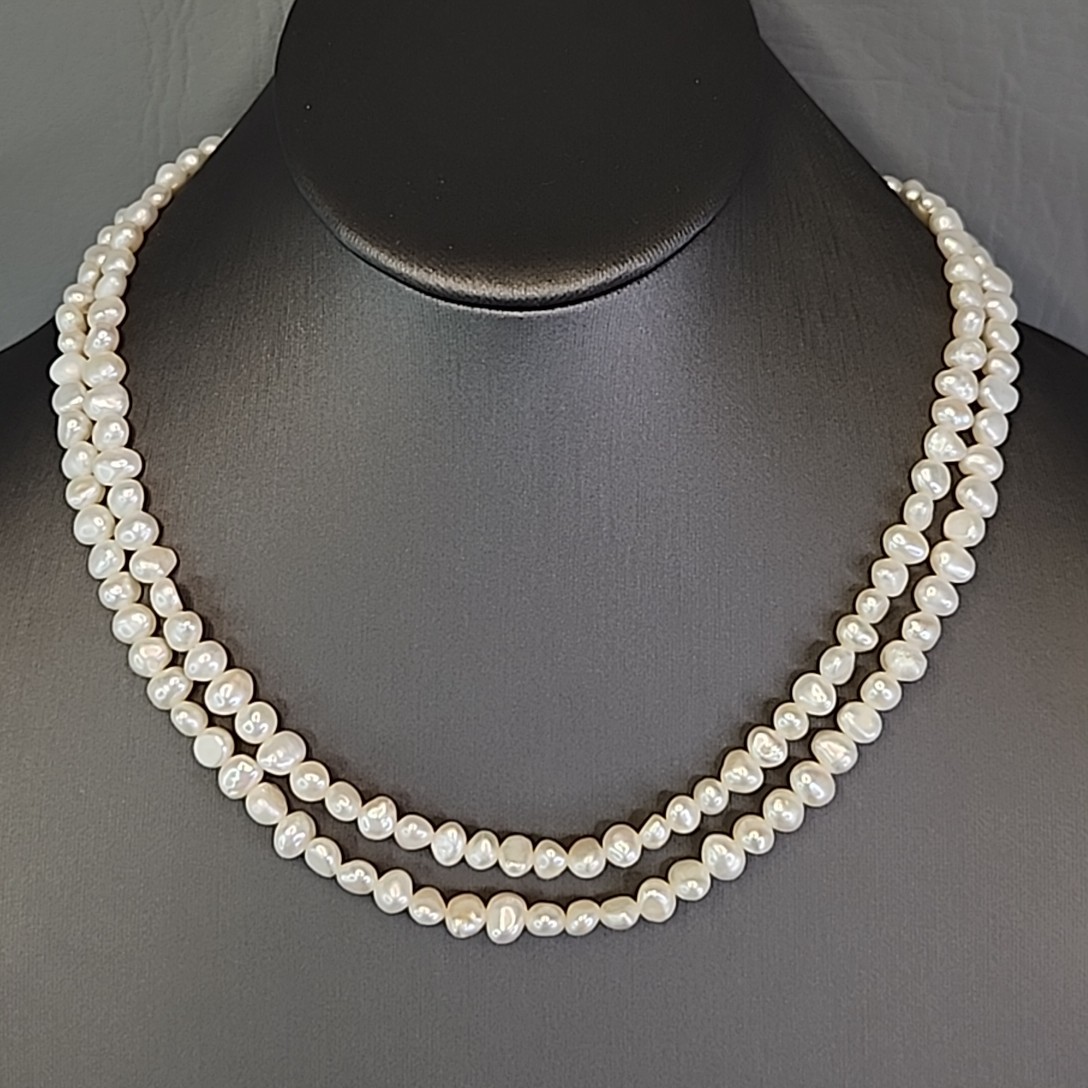Vintage Freshwater Pearl Necklace White Double Layered Nine West 18″