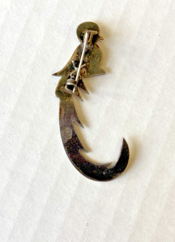 900 Sterling Guatemala QUETZAL BIRD Pin, 10k Rose Gold Wing, 2g, 1870, 1.75″