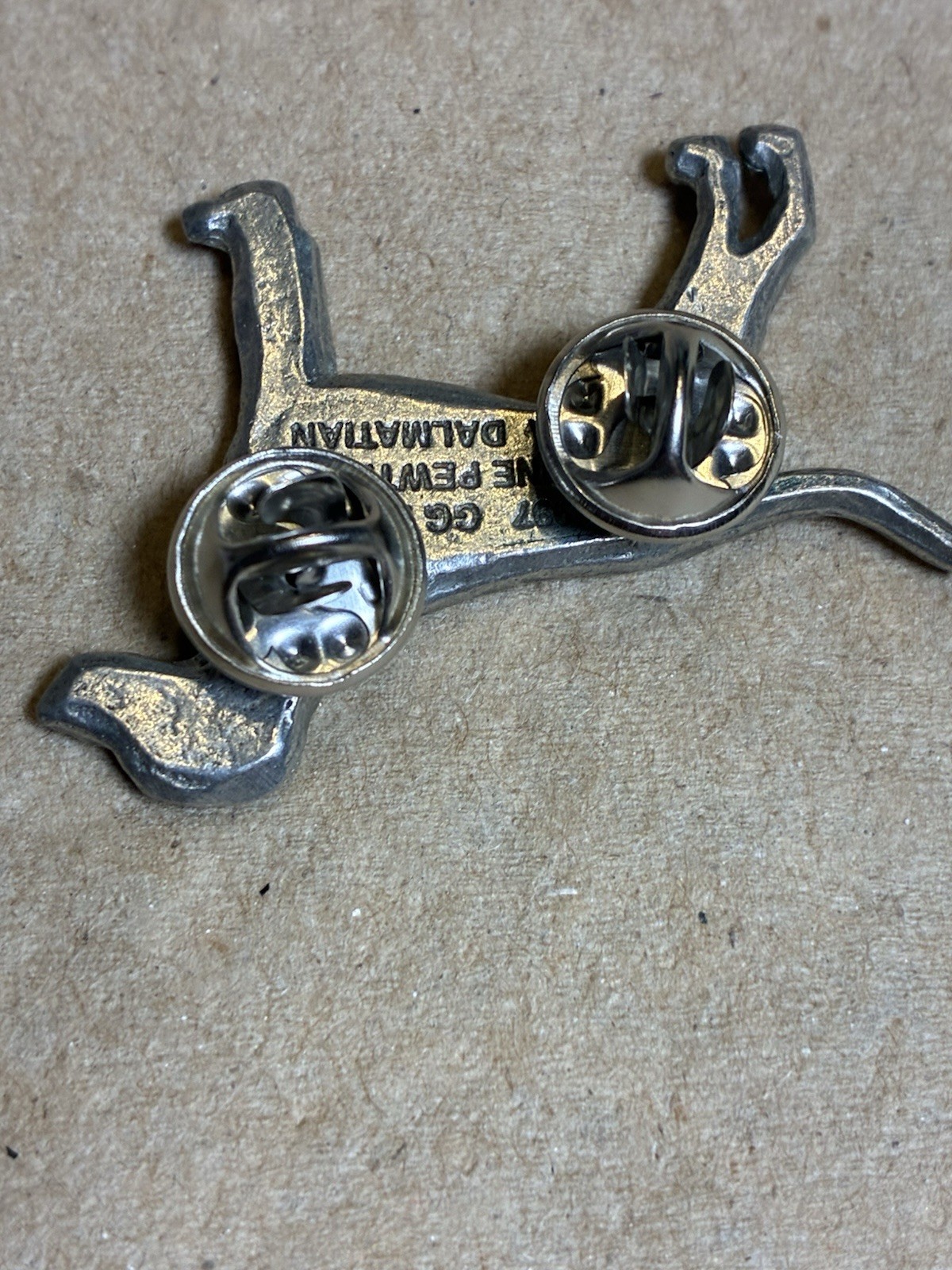 Vintage GG Harris Fine Pewter Dalmatian Dog Lapel Pin 2″x1″