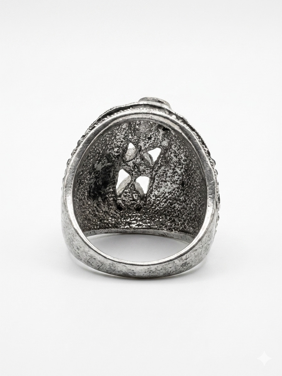 Vintage Black Pavé Statement Ring with Yellow & Clear Stones – Silver Tone