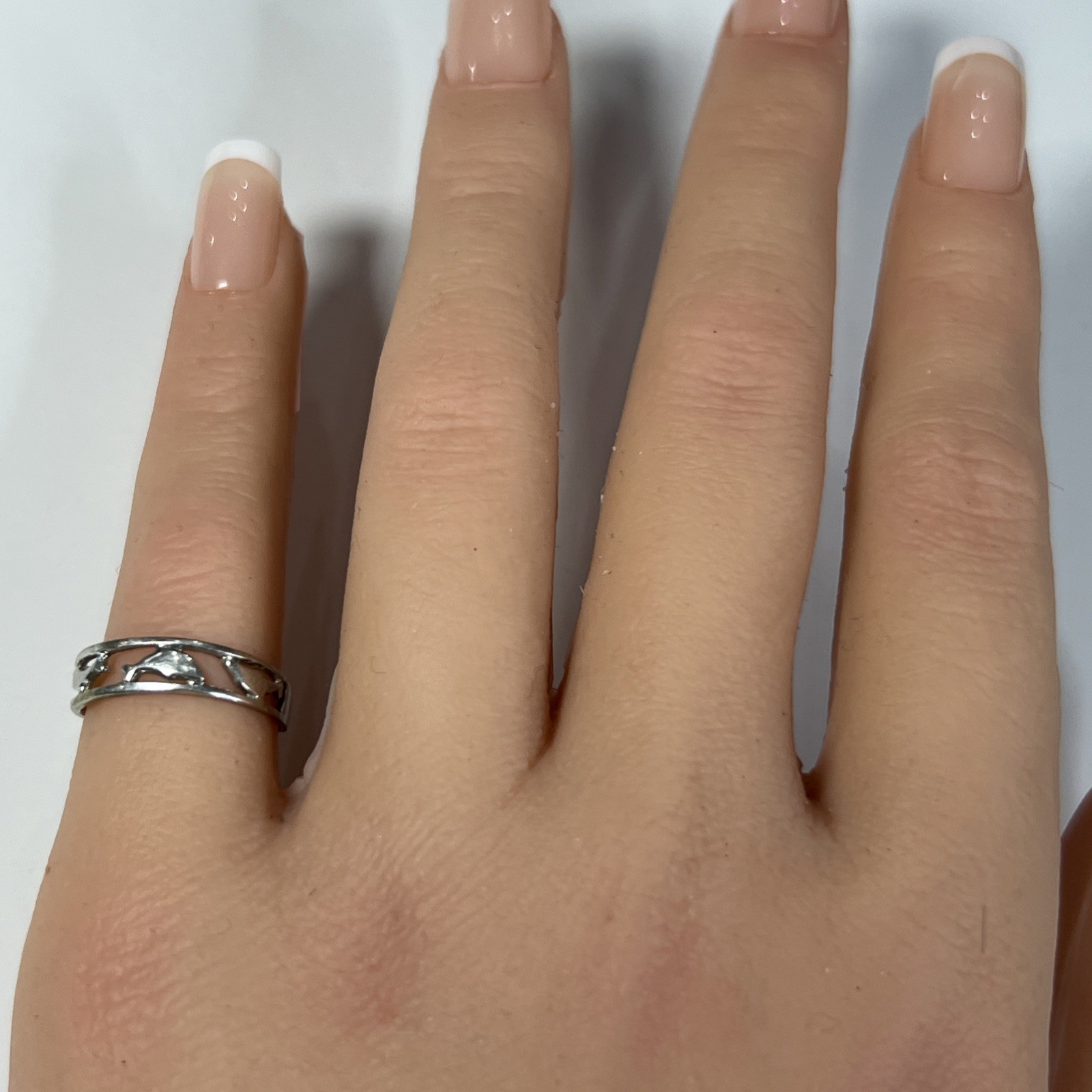Vintage CW 10k White Gold Dolphin Toe Midi Pinky Child Ring Band Adjustable