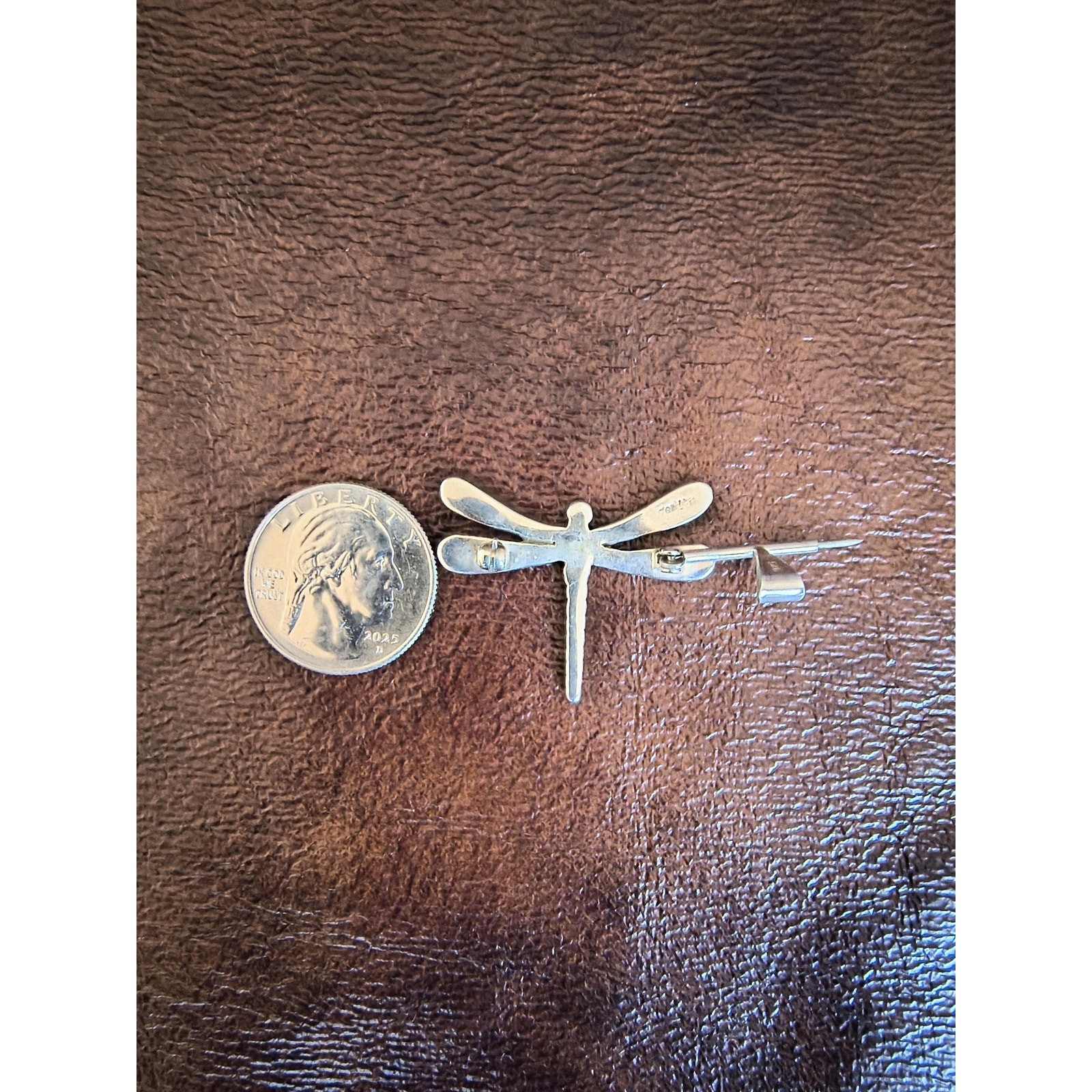 Sterling Turquoise Inlay Dragonfly Pendant Brooch Necklace Milor 925 Chain