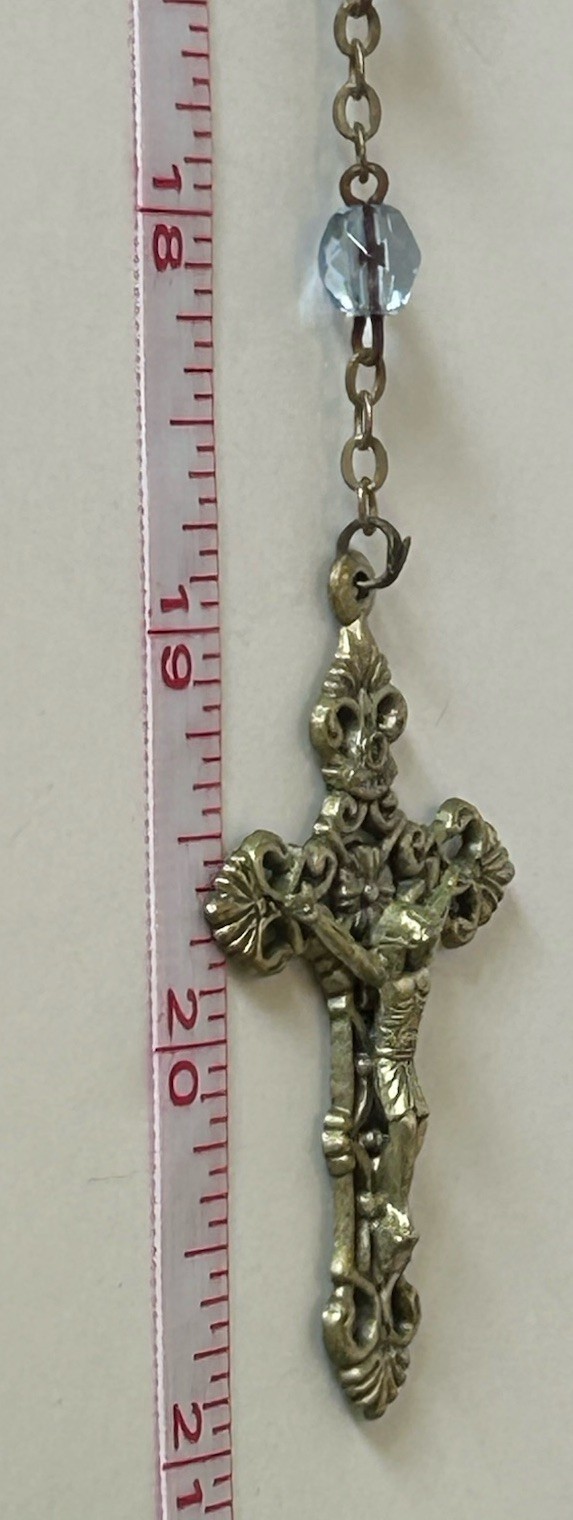 VINTAGE ROSARY BEADS CROSS CRUCIFIX INRI ITALIAN 21” LONG