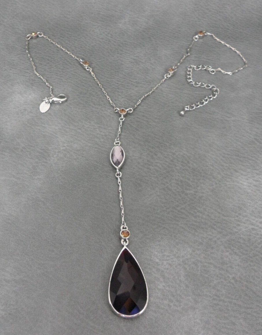 Lia Sophia Lavalier Necklace Georgian Y Drop Edwardian Teardrop Pendant Station