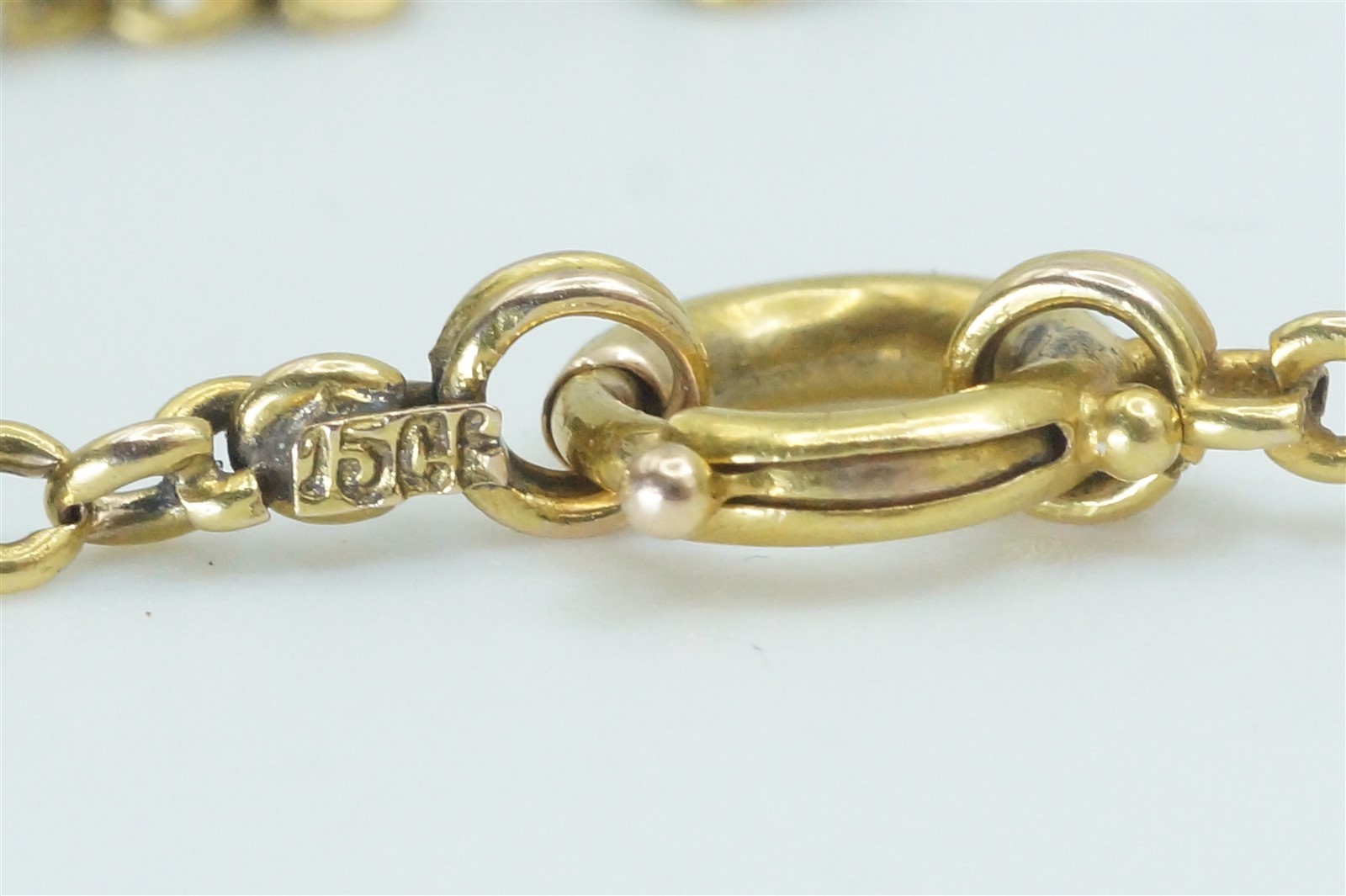 ANTIQUE ENGLISH 15K GOLD 16″ CHAIN NECKLACE c1880