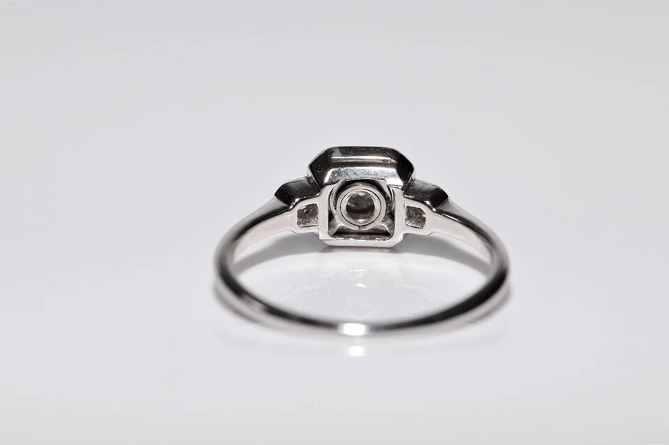 Antique Circa 1920s Art Deco 14k Gold Finish Lab Created Diamond Decorated Ring