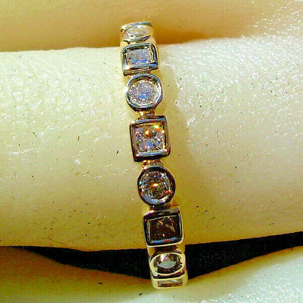 Original EARTH MINED DIAMOND Deco Wedding Band SOLID 14K GOLD Anniversary Ring 7