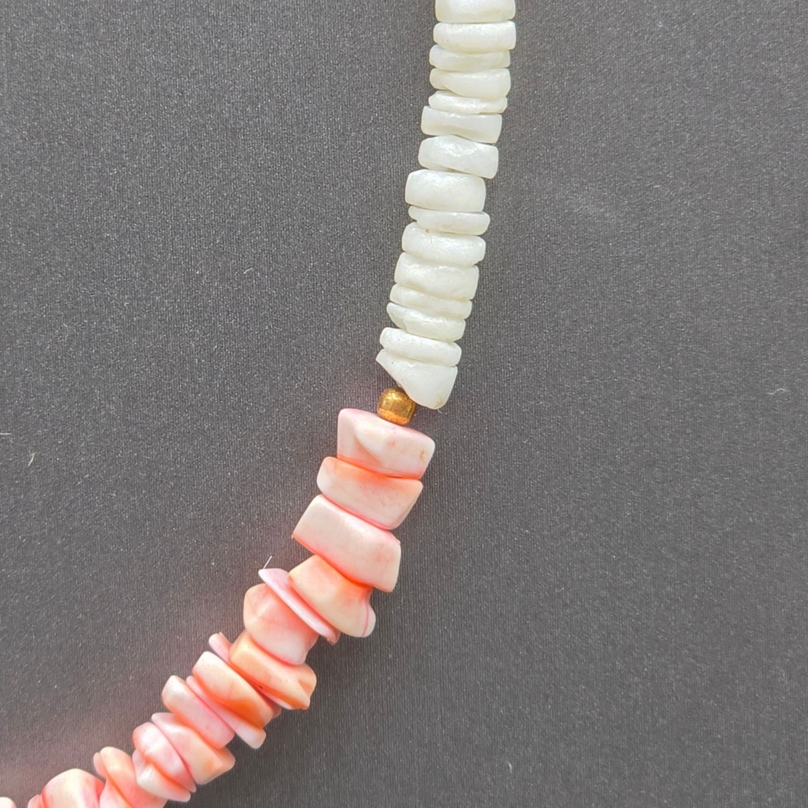 Vintage Puka Shell Coral Choker Necklace Coastal Boho Pink White Beach Jewelry