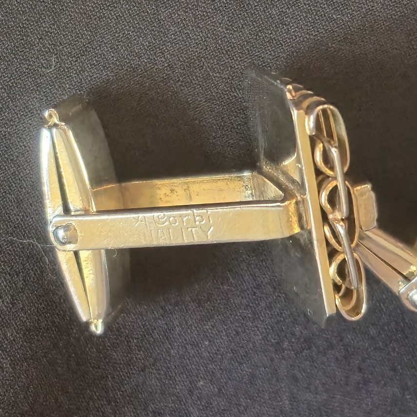 Las Vegas Glam 1950s 1960s Mens Cufflinks and Money Clip Corbi Quality Gold