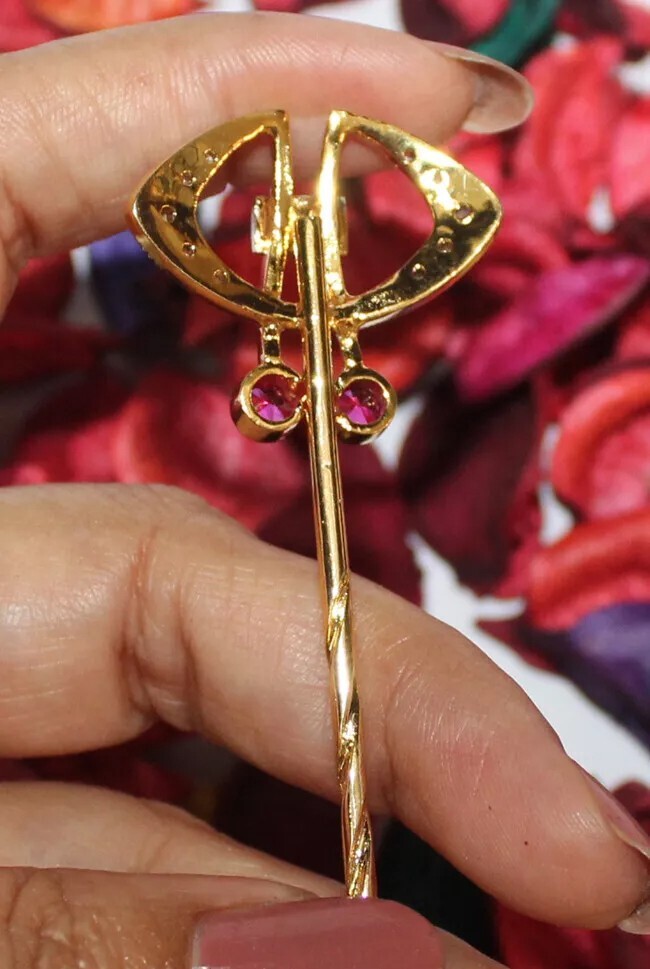0.60ct Rose Cut Diamond 925 Sterling Silver Ruby Wedding Anniversary Stick Pin