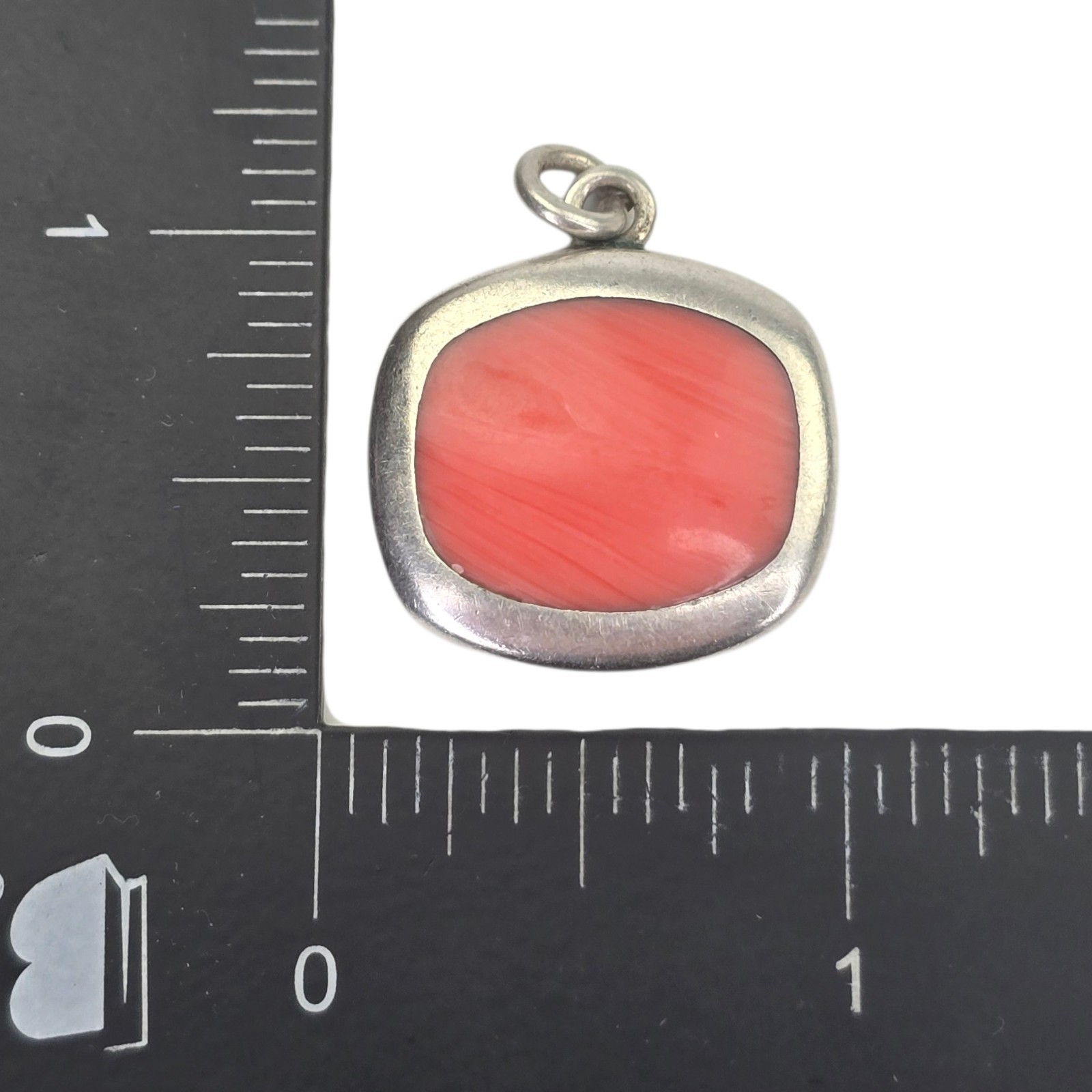 Vintage Signed ATI Mexico Sterling Silver Pink Rhodochrosite Modernist Pendant