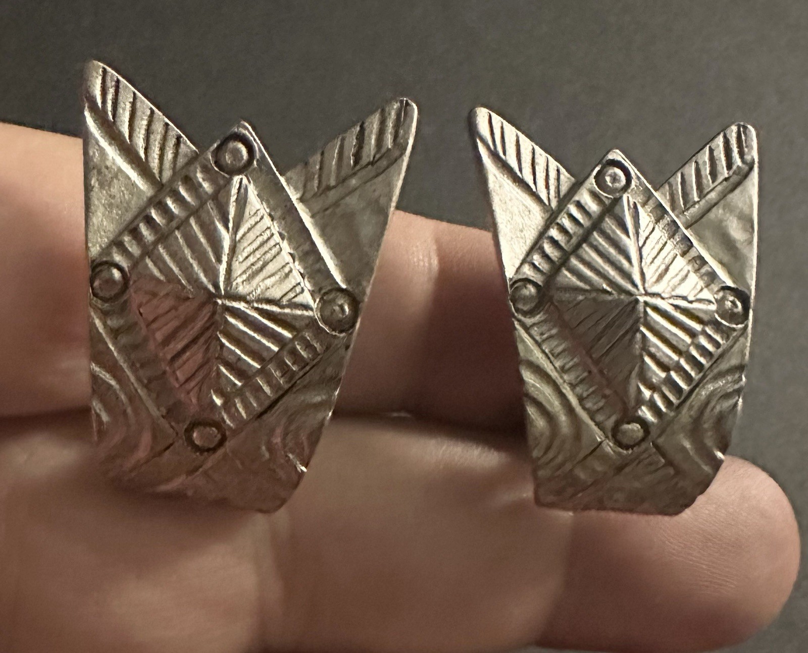Vintage 1980s Silver Tone ORENA PARIS Clip-On Earrings ‘80s