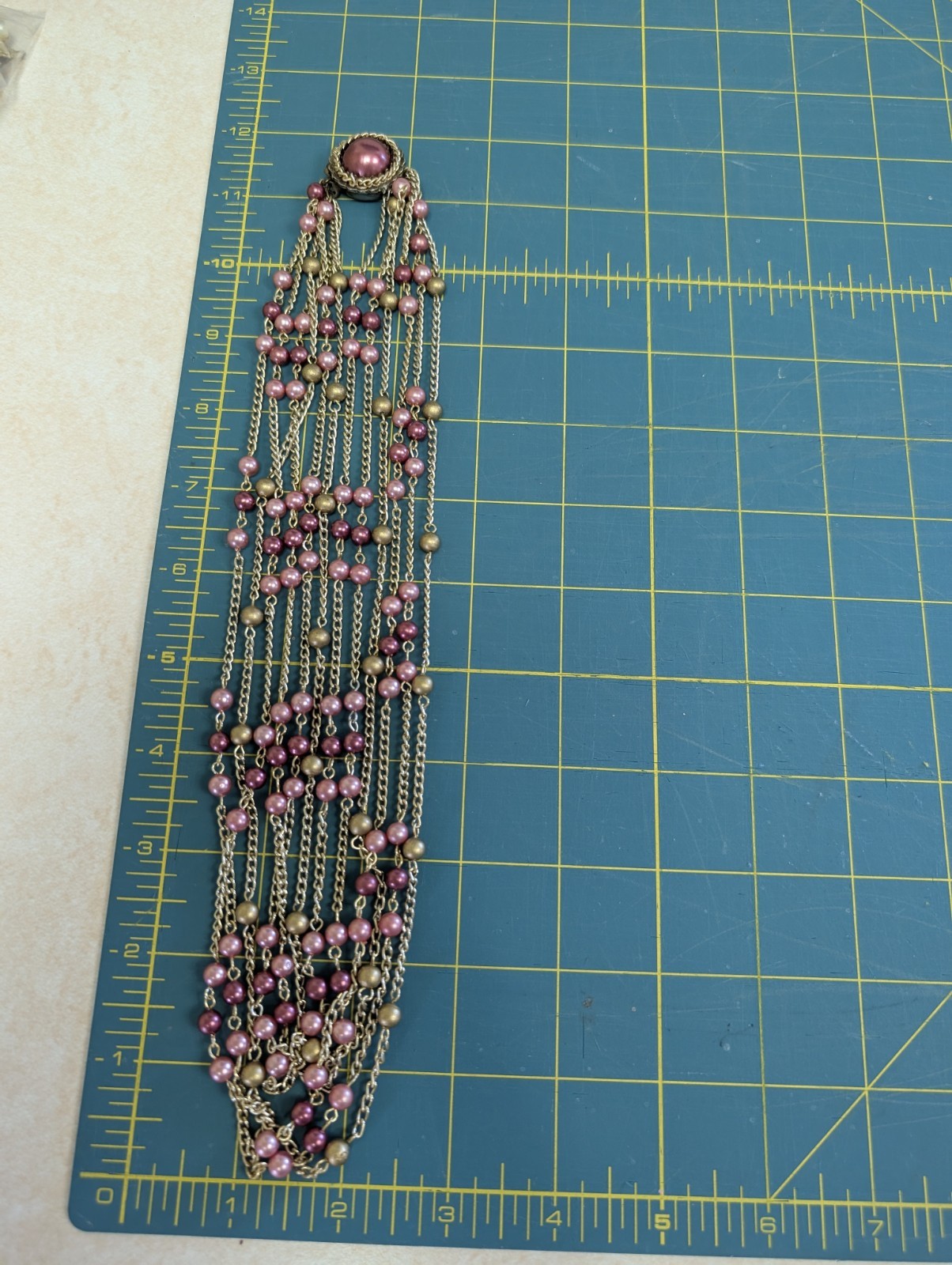 Made in Japan Vintage Jewelry Set Pink & Pearl & Gold Necklace & Earrings