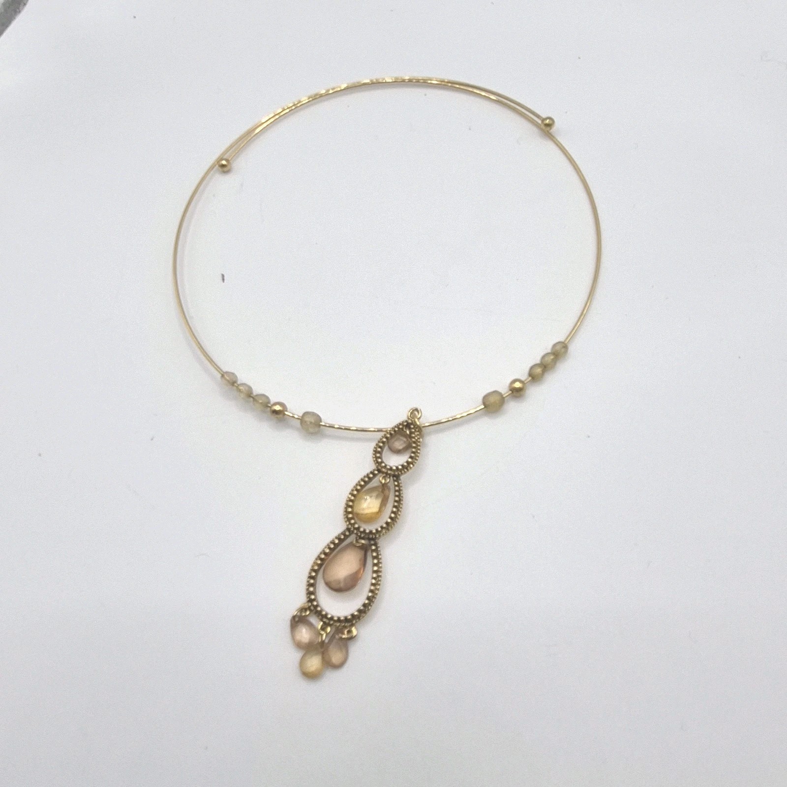 Vtg Style Rigged Choker With Multi Tear Drop Pendant Gold Tone