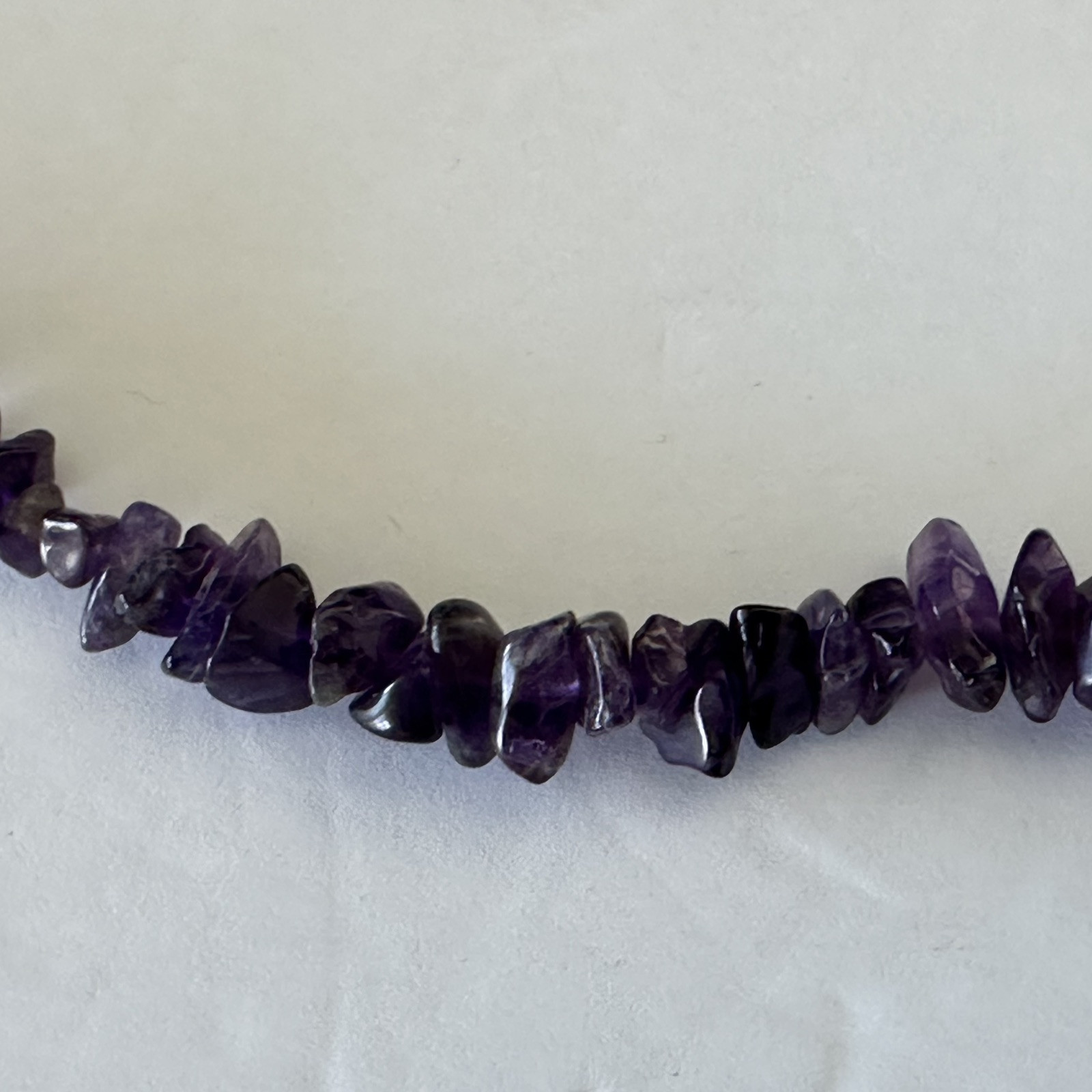 Polished Gem Amethyst Chips 34″ Necklace & Beaded Knotted 18″ Amethyst Necklace