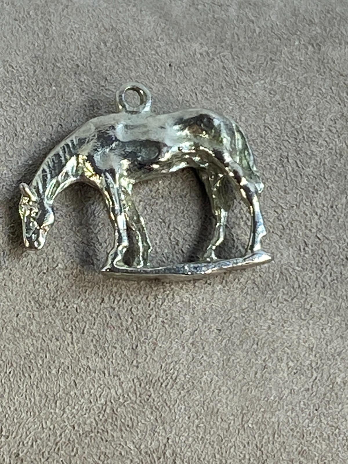 Equestrian Horse Charm Sterling Silver 3D Pendant 3.58G Vintage