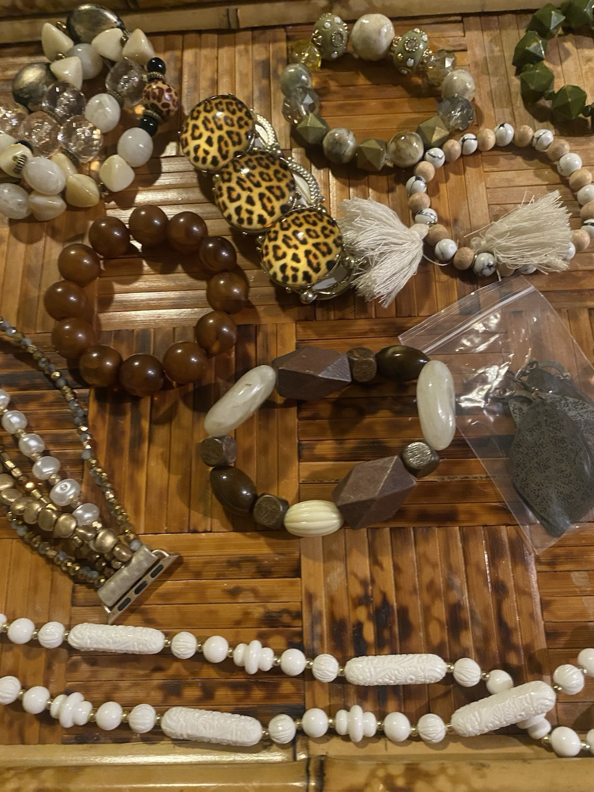 Over One Pound Vintage To Modern Jewelry Lot All Wearable! Neutral And Leopard