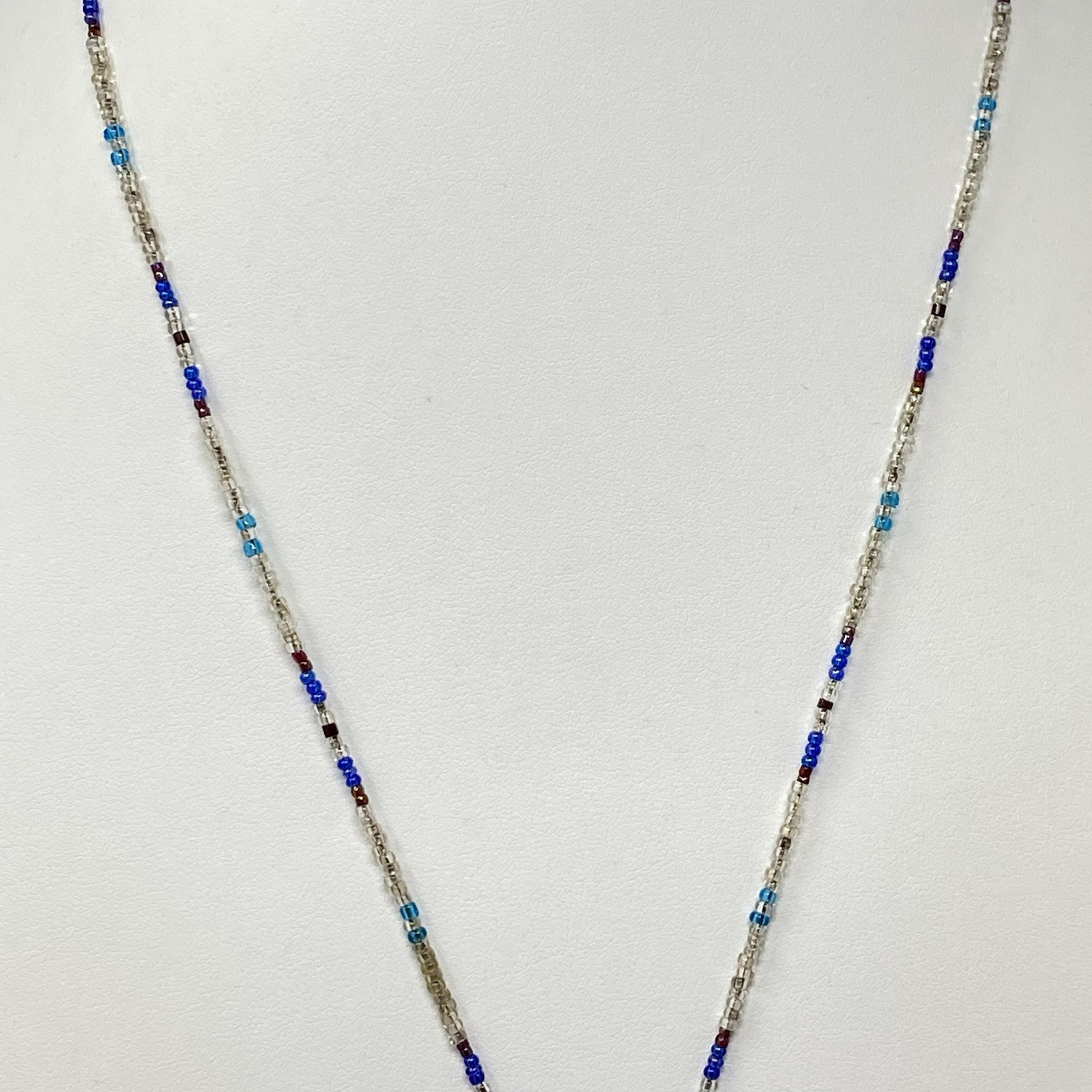 Crystal Rock Quartz Pendant Necklace Amulet Gemstone Blue Clear Seed Bead Chakra
