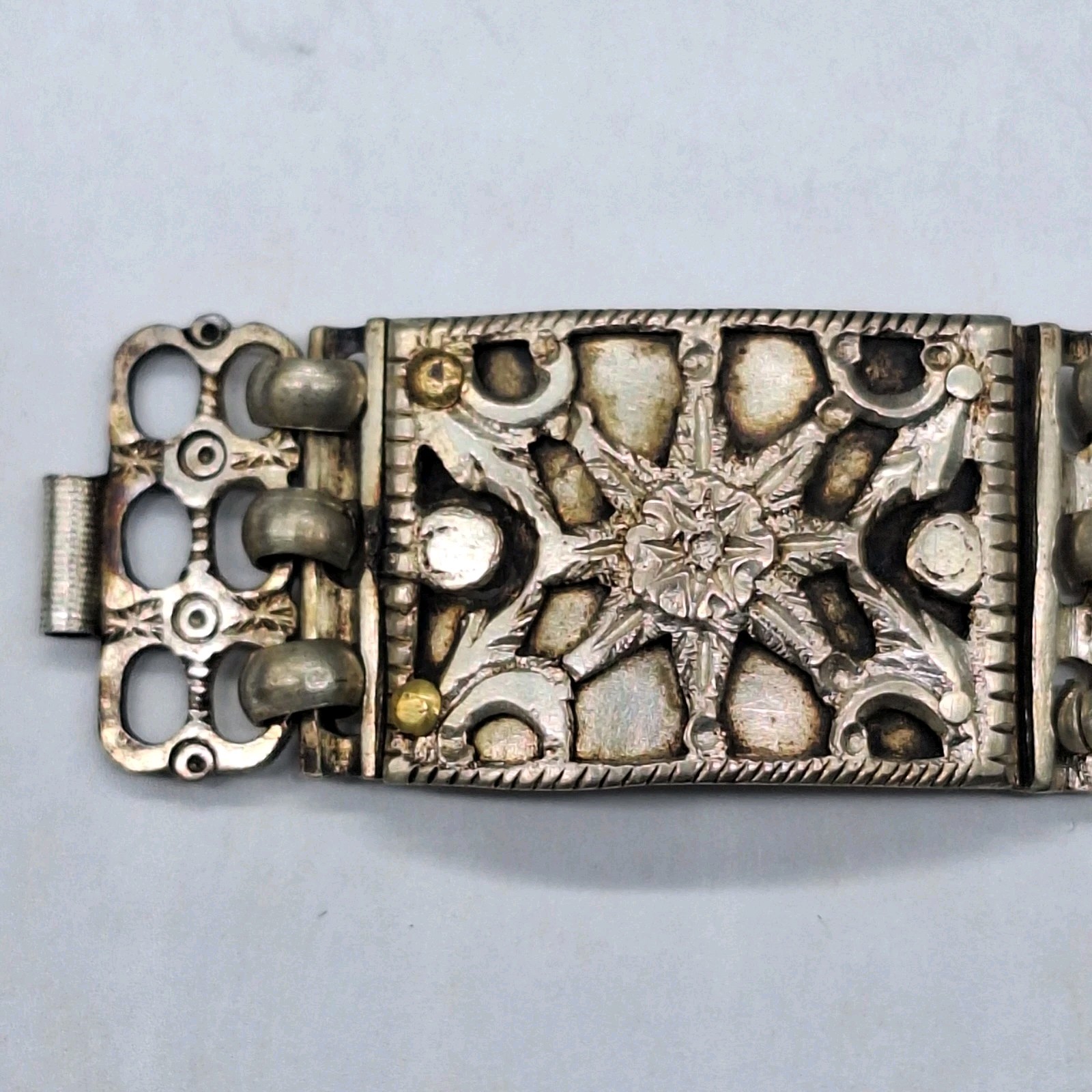 1942 WWII Operation Torch Casablanca Morocco Riveted Mixed Metal Gold Bracelet