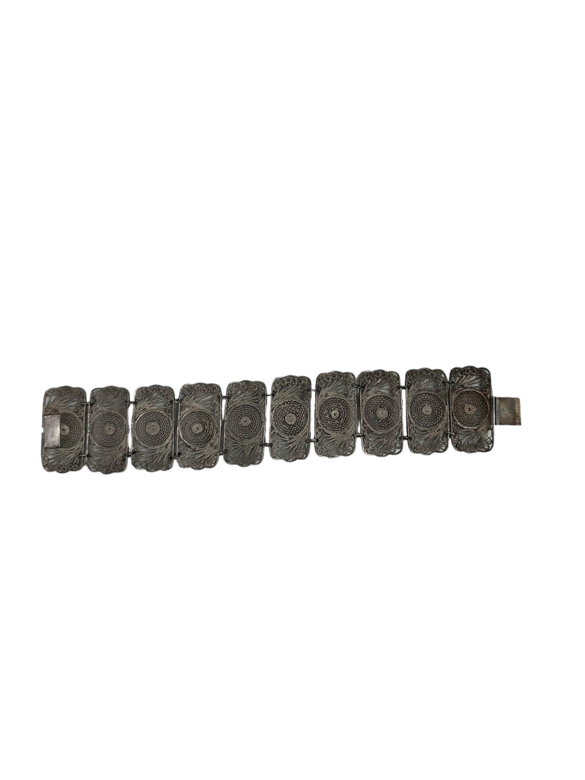 Vintage 925 Silver Cannetille Wide Bracelet