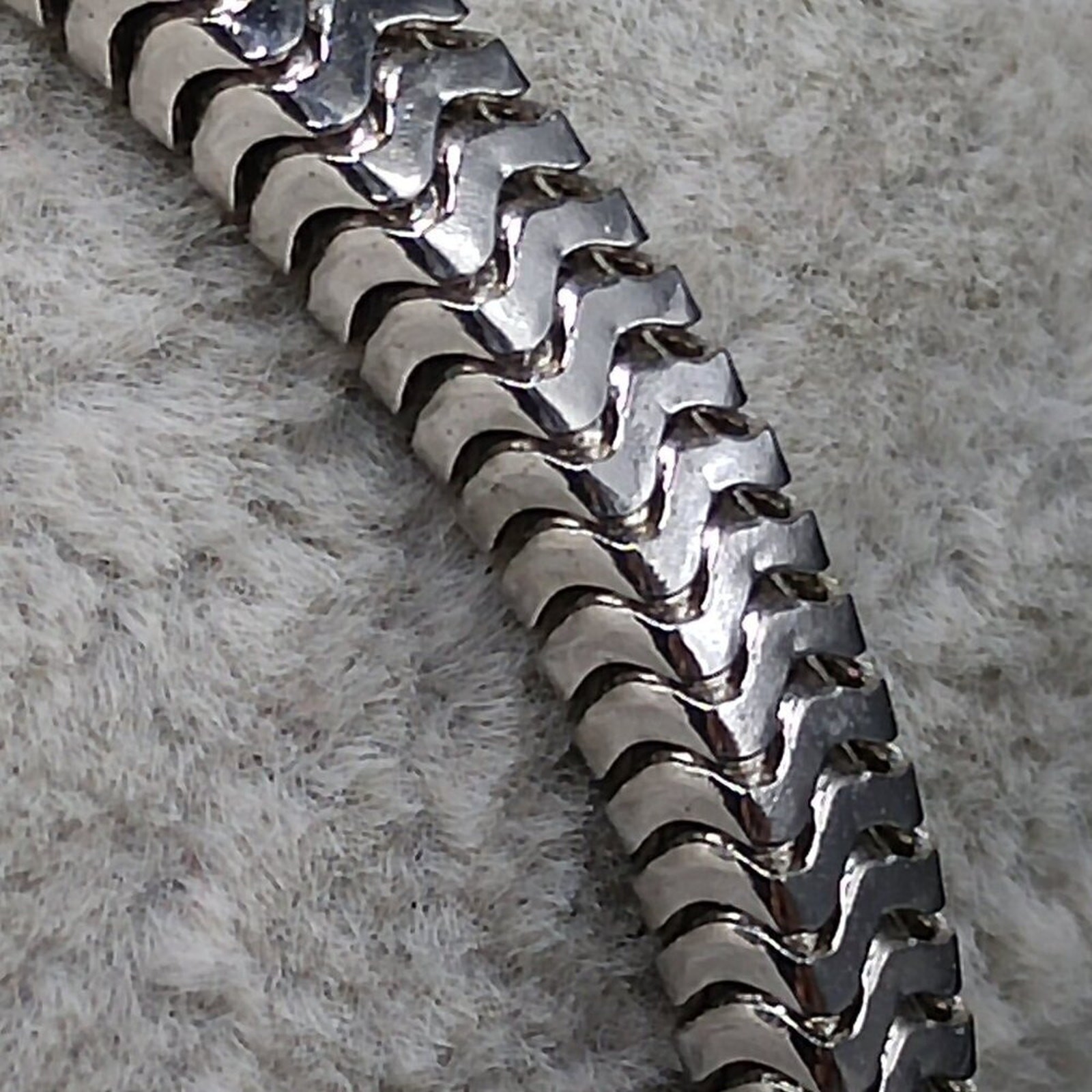 Vintage Monet Snake Chain Bracelet Engravable Disk Rhodium Sister Clasp